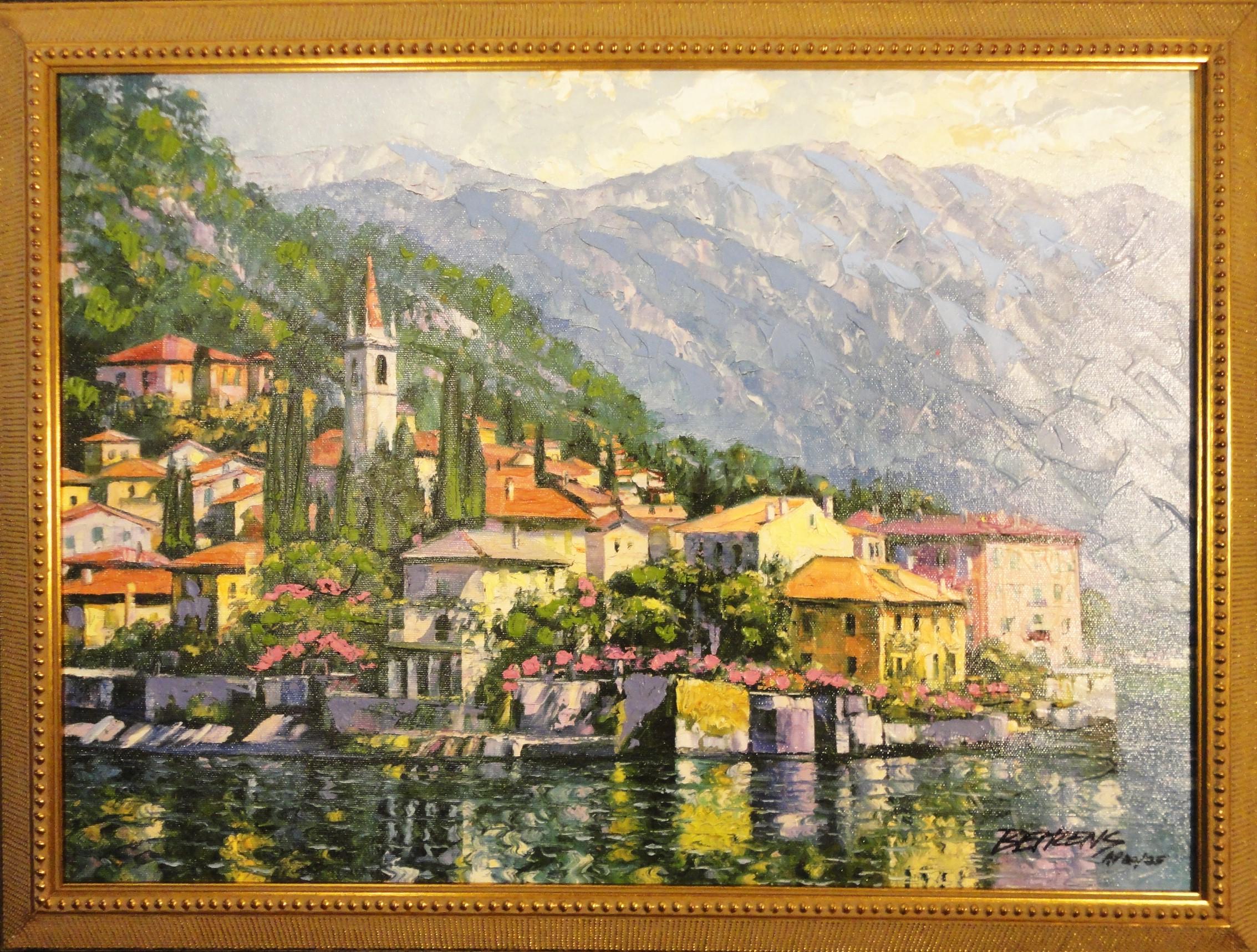 Reflections of Lake Como-Framed Limited Edition Giclee on Canvas, Signed  - Print by Howard Behrens