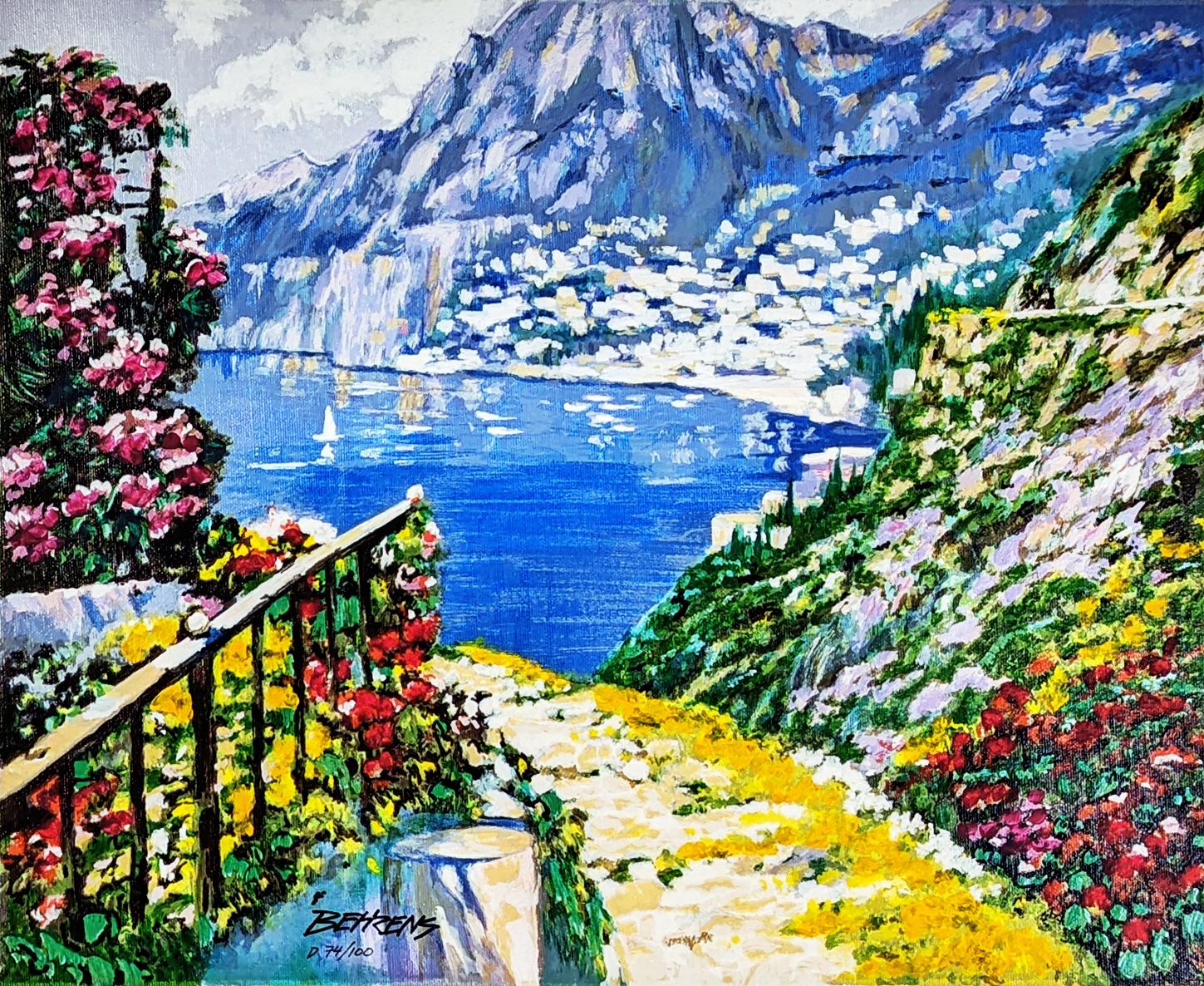 Howard Behrens Figurative Print – ROAD TO POSITANO (VERZIERT)