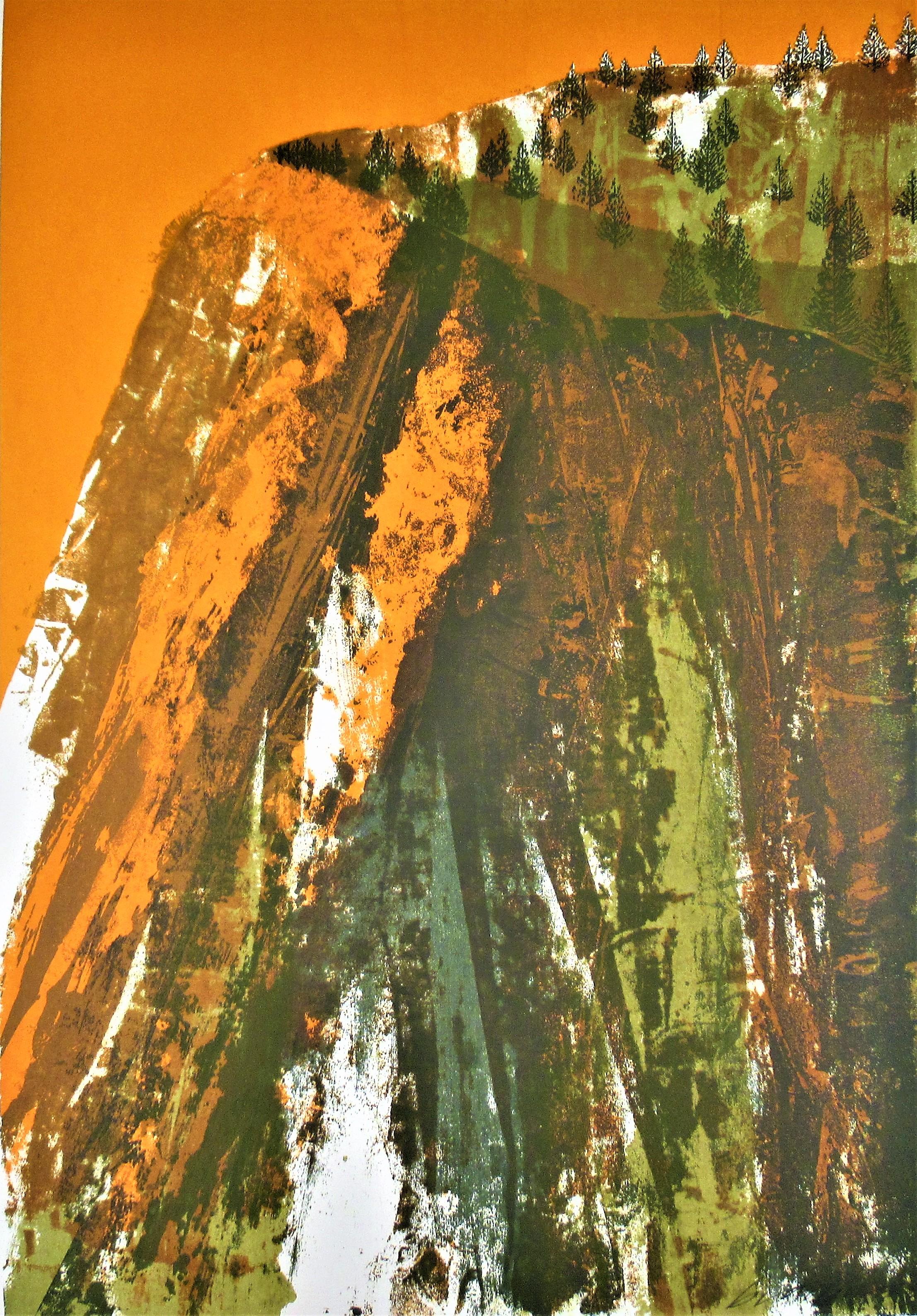 Howard Bradford Abstract Print - "Canyon Wall #2" Large color serigraph