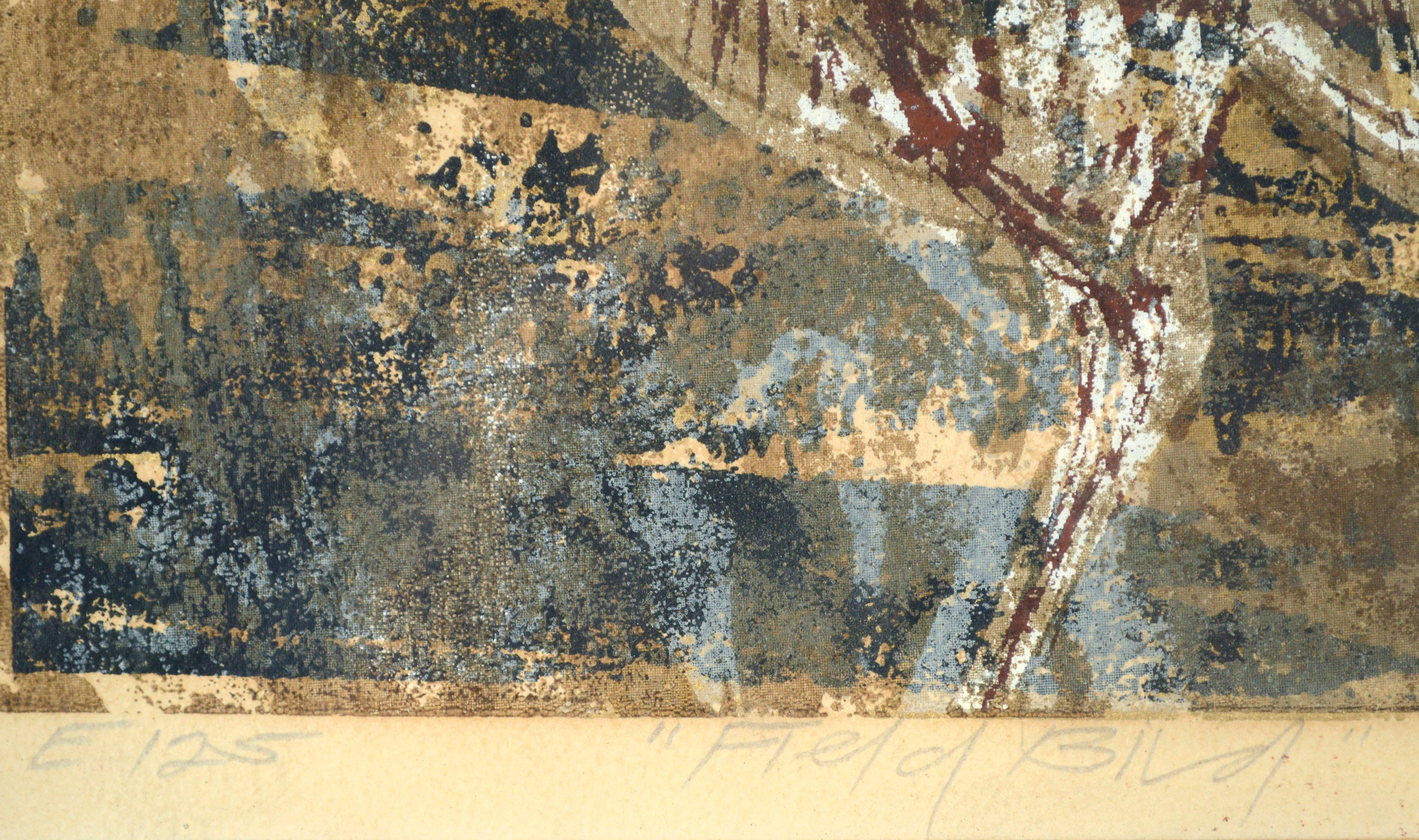 Sérigraphie abstraite moderne du milieu du siècle avec un oiseau par Howard Bradford (canadien/américain, 1919-2008), 1959. Cette impression abstraite figurative en édition limitée représente un oiseau blanc dans un espace abstrait composé de