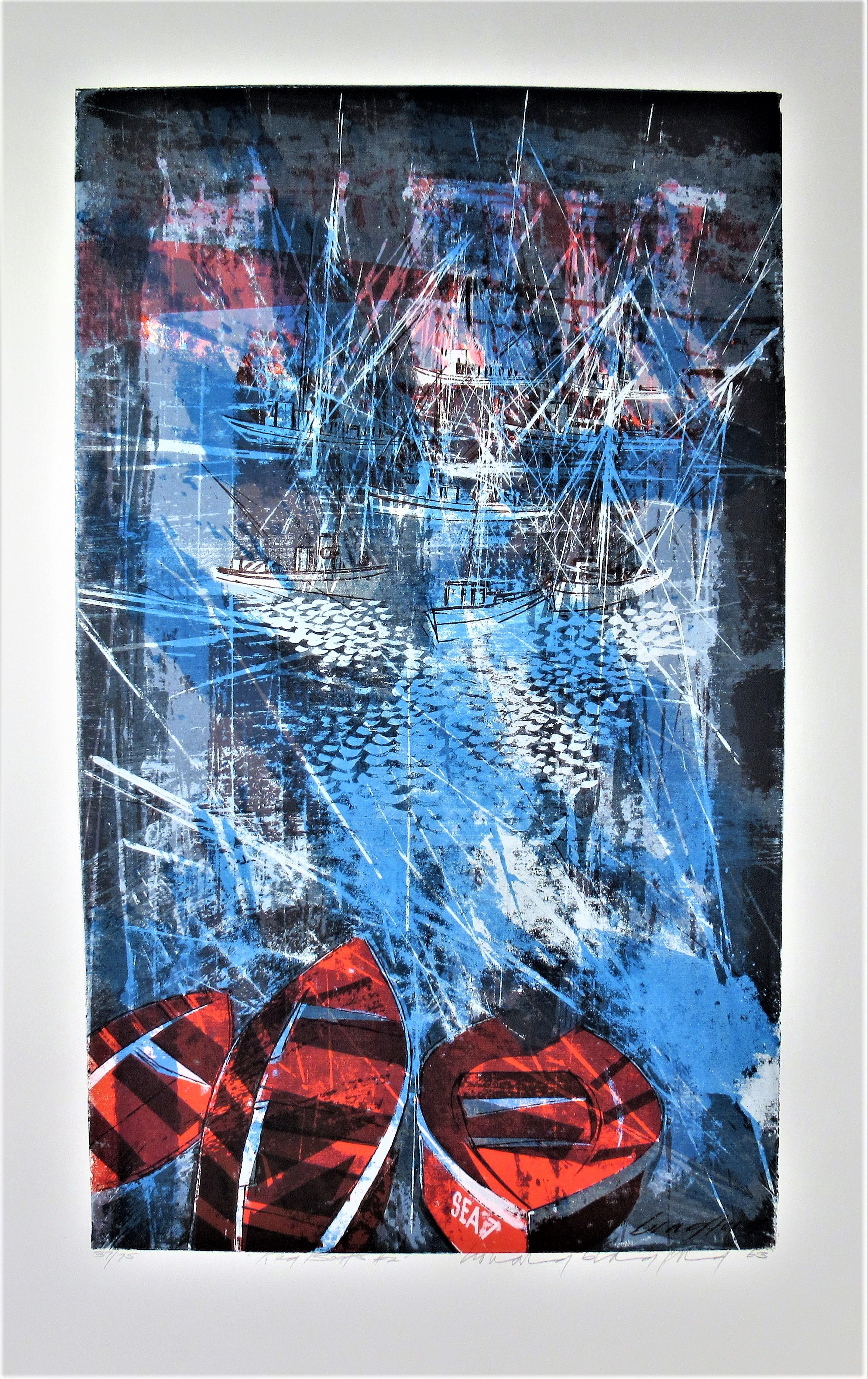 Howard Bradford Abstract Print - Red Boats #2