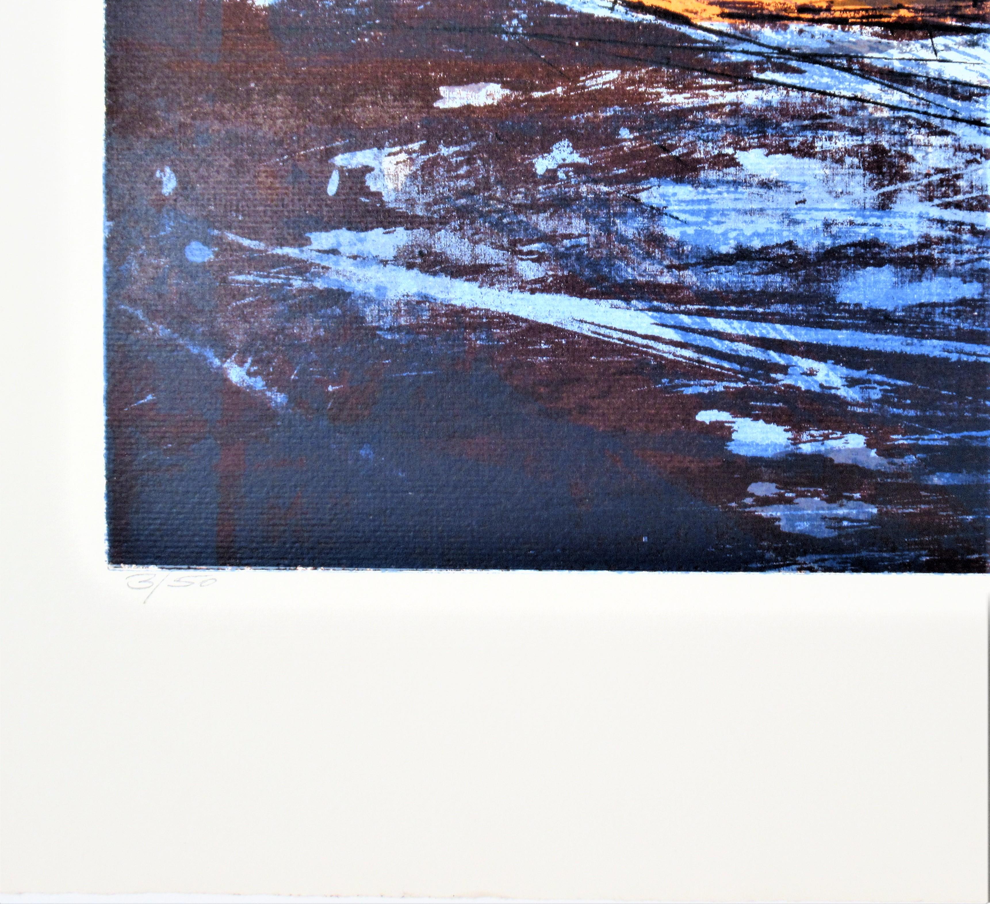 Ship Y Reef - Gray Abstract Print by Howard Bradford