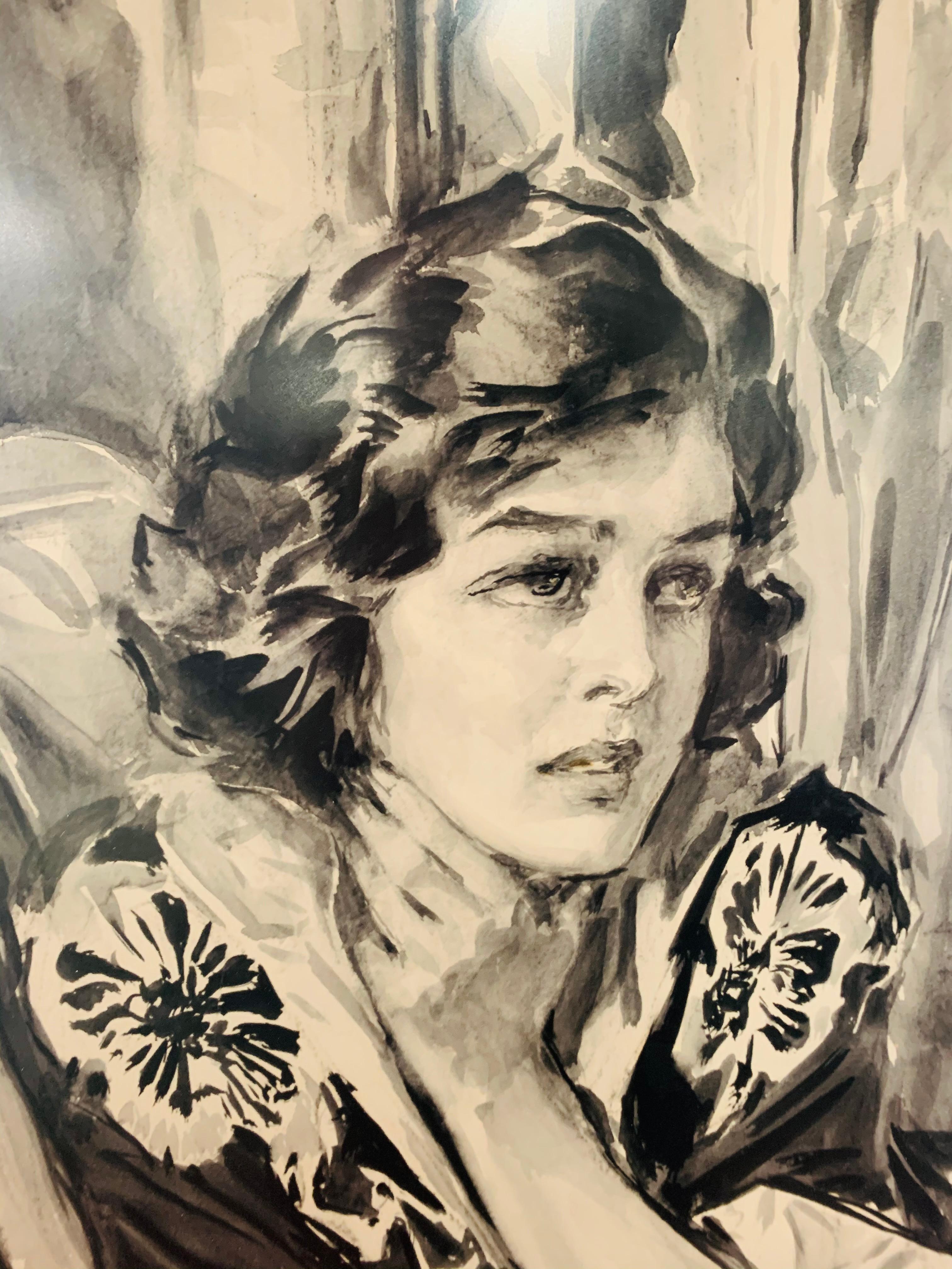 This watercolor portrait was made by Howard Chandler Christy (1873-1952, American)and dedicated to his long time friend Anita Shonover in 1940. The portrait is signed dated and inscribed 