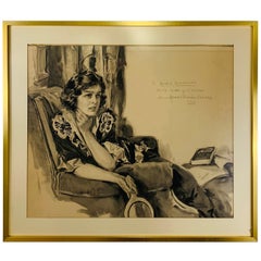 Portrait d'une femme par Howard Chandler Christy, 1940, signé, daté et encadré