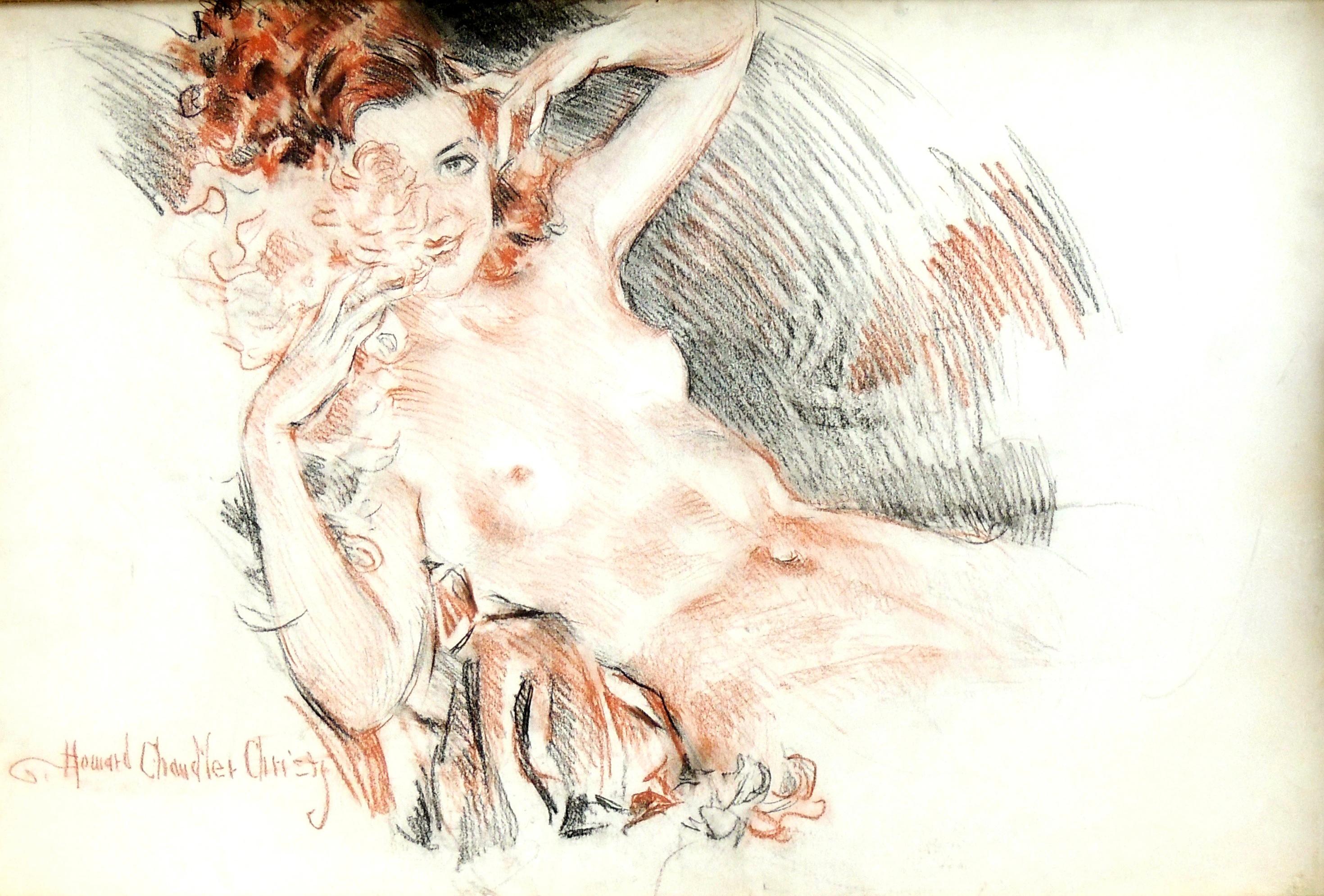 Howard Chandler Christy Nude Painting - The Coquette