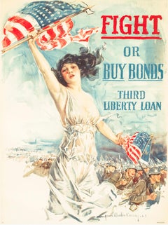 "Fight or Buy Bonds - Third Liberty Loan" World War 1 Original Vintage US Poster