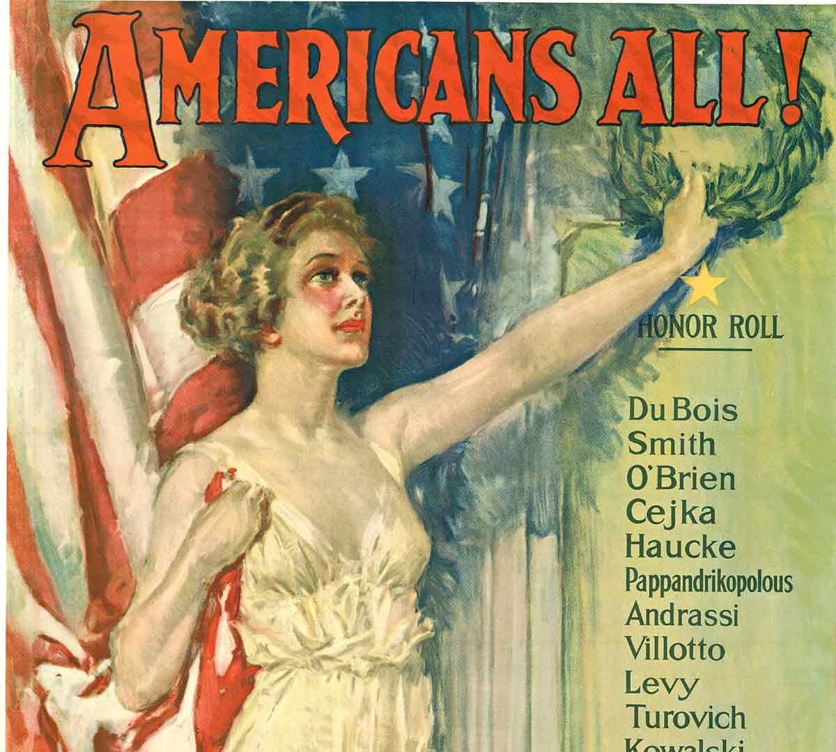 Americani originali tutti! Rolle d'onore - Poster d'epoca della Victory Libery Loan - Print di Howard Chandler Christy