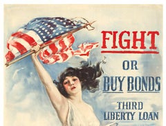 Original "Fight or Buy Bonds, Third Liberty Loan" vintage poster  1917