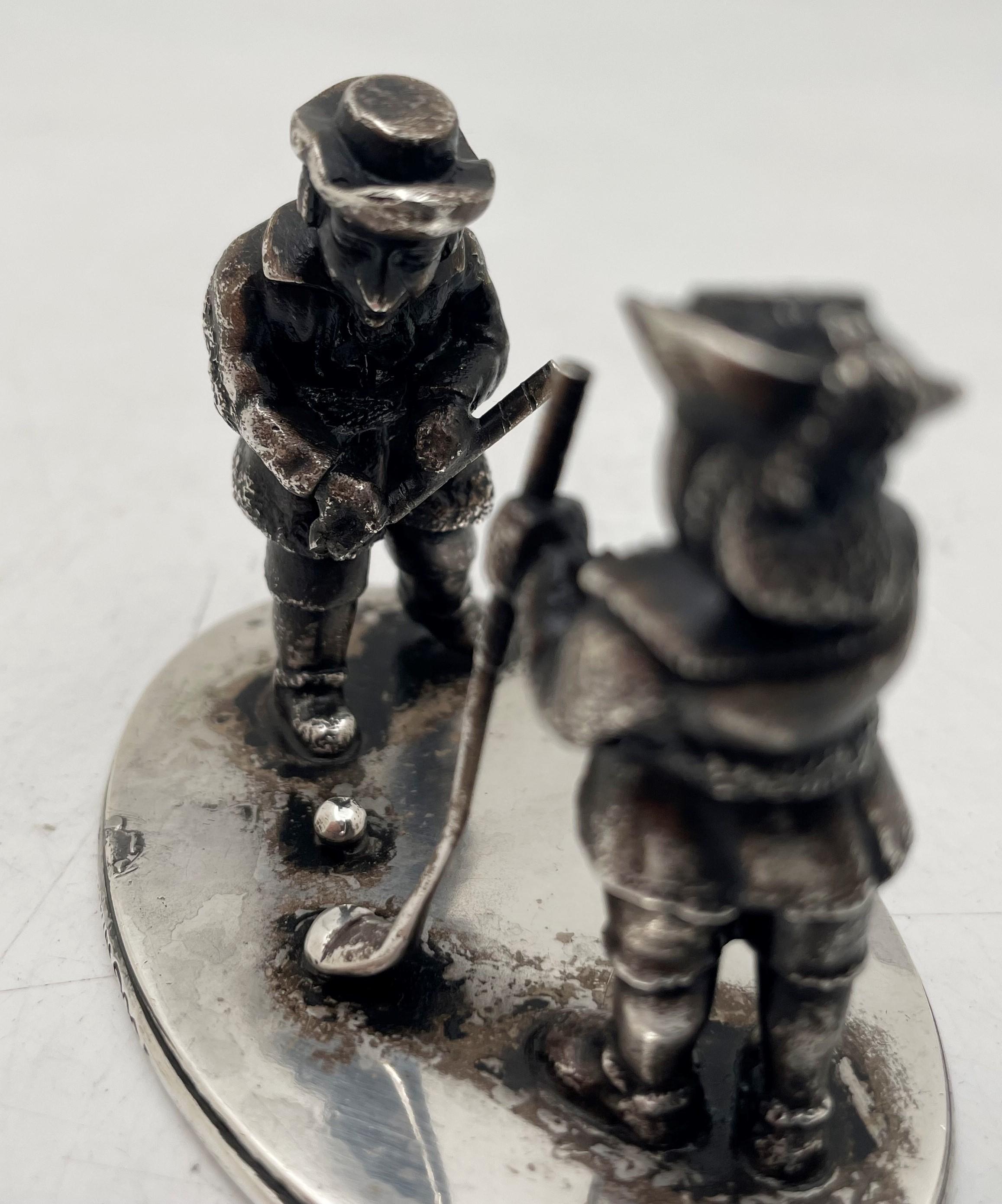 Howard & Co. Sterling Silver Realist Miniature Golf/ Golfers Collectible In Good Condition For Sale In New York, NY