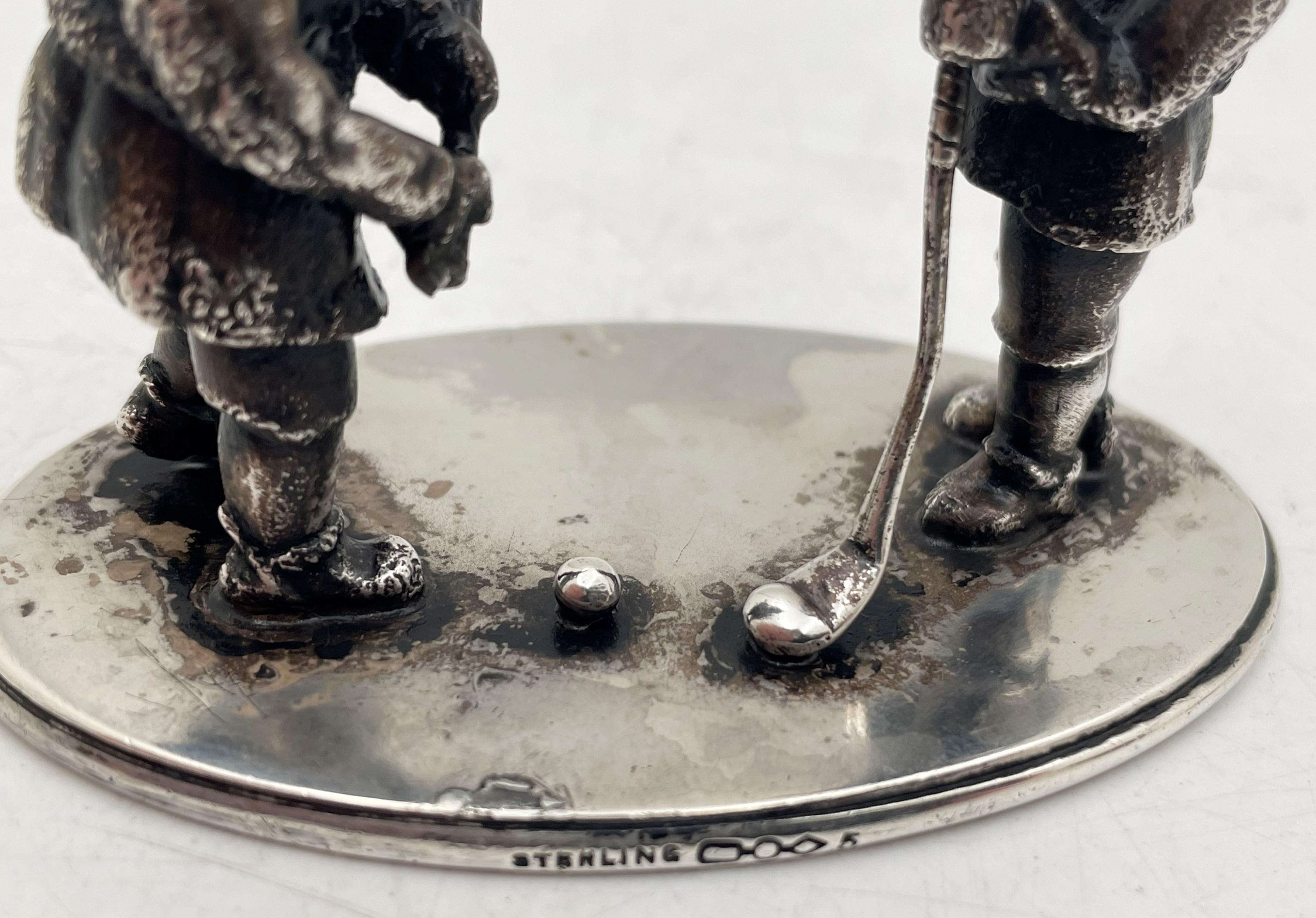 20th Century Howard & Co. Sterling Silver Realist Miniature Golf/ Golfers Collectible For Sale