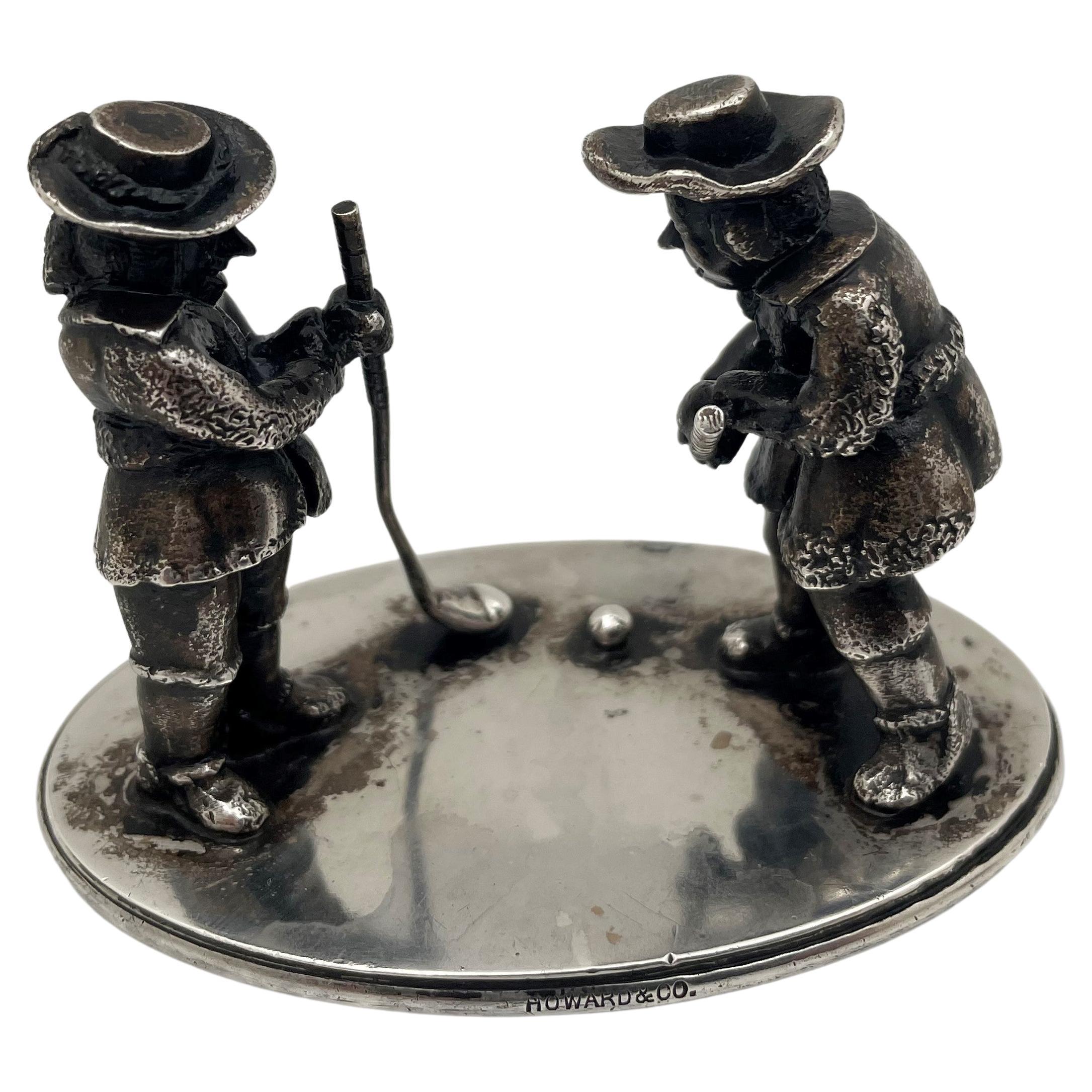Howard & Co. Sterling Silver Realist Miniature Golf/ Golfers Collectible For Sale