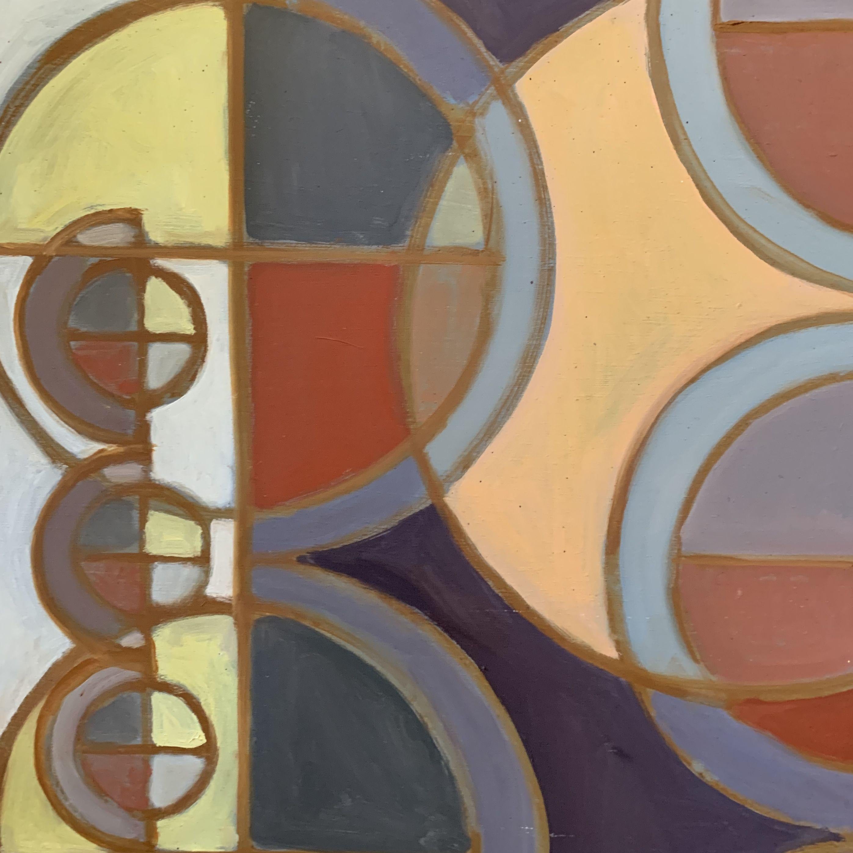 Aligned, Painting, Oil on MDF Panel - Brown Abstract Painting by Howard Danelowitz