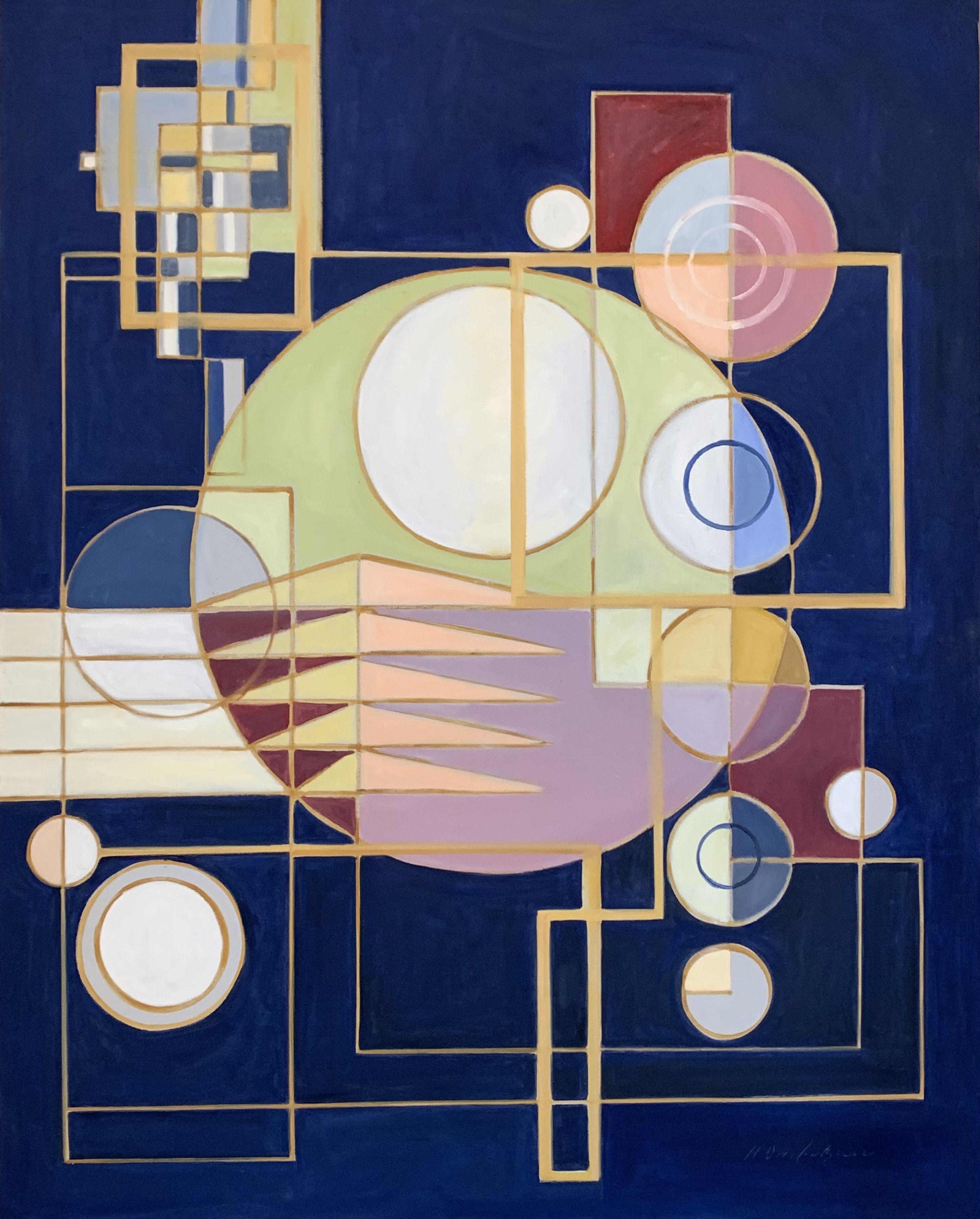 Abstract Painting de Howard Danelowitz - Tirolina Azul Serie 1, Pintura, Óleo sobre lienzo