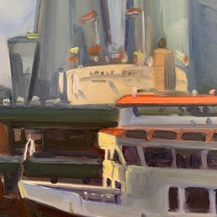 Circle Line Dock, Painting, Oil on MDF Panel
