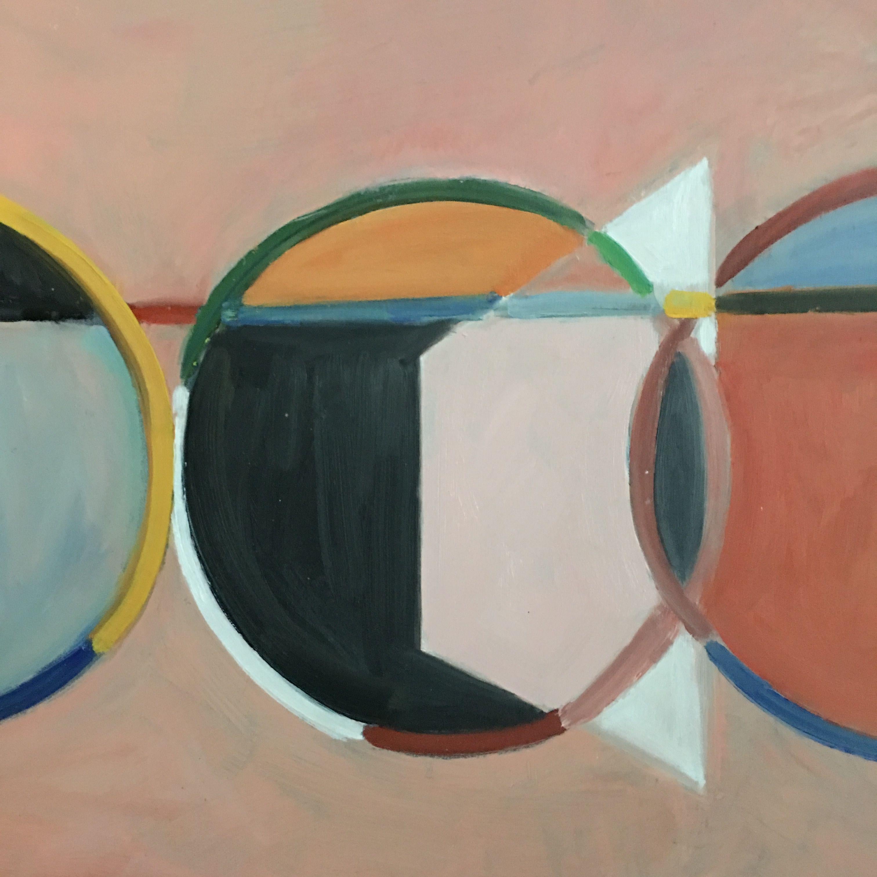 Circle Parade, Pittura, Olio su pannello MDF - Painting Astratto di Howard Danelowitz
