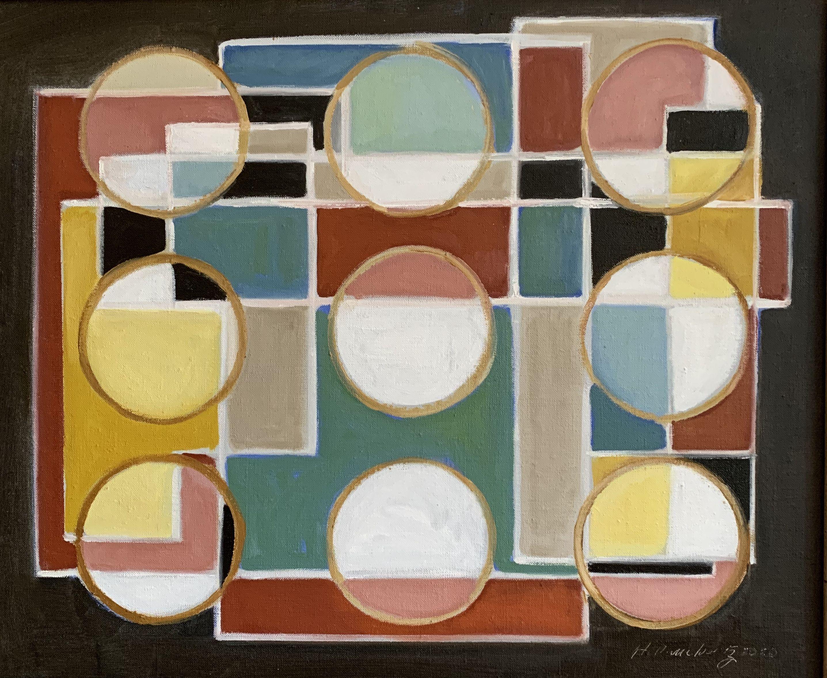 Howard Danelowitz Abstract Painting - Circleset, Painting, Oil on Canvas