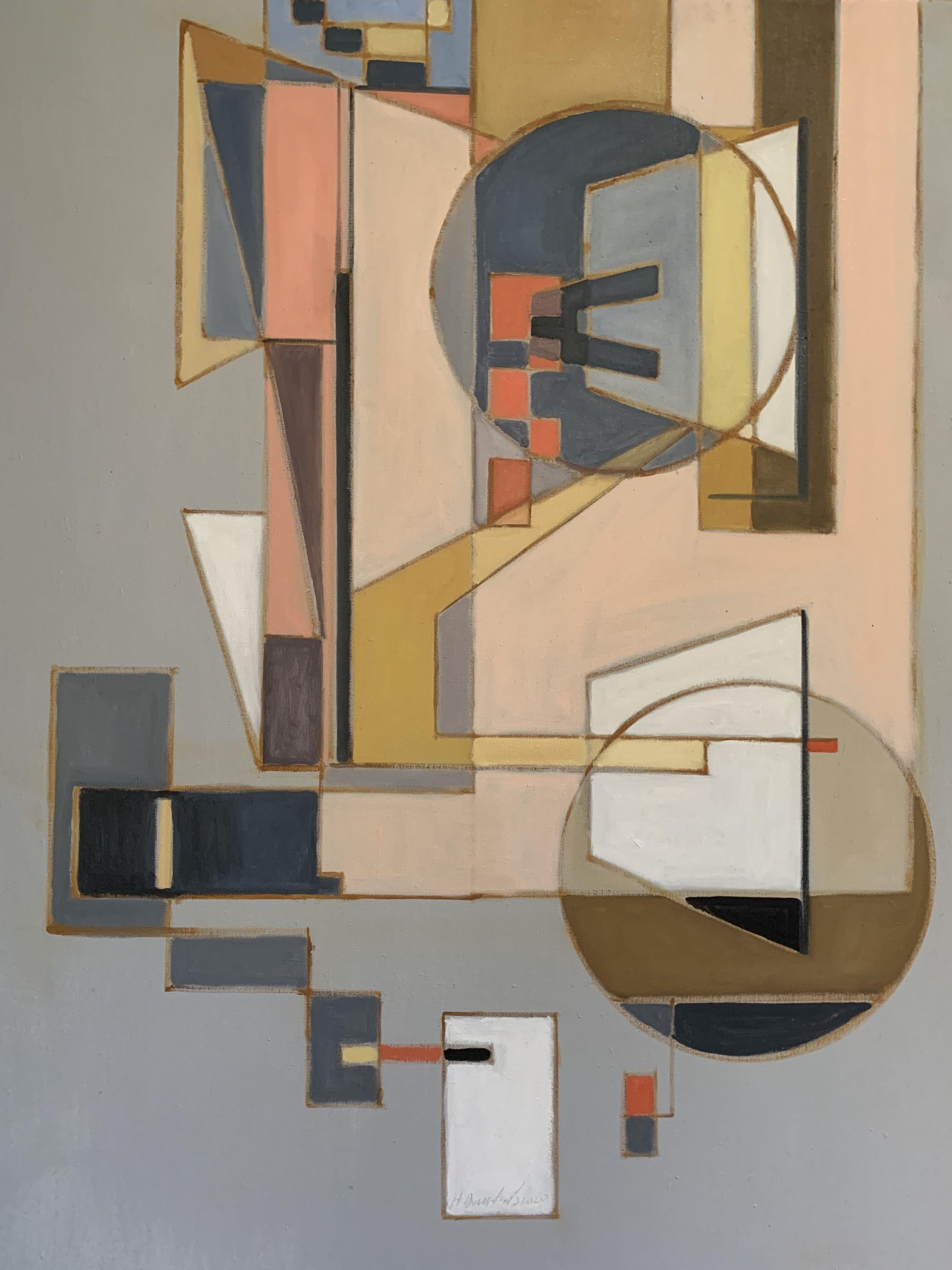 Set di cerchi concentrici, Pittura, Olio su tela - Painting di Howard Danelowitz