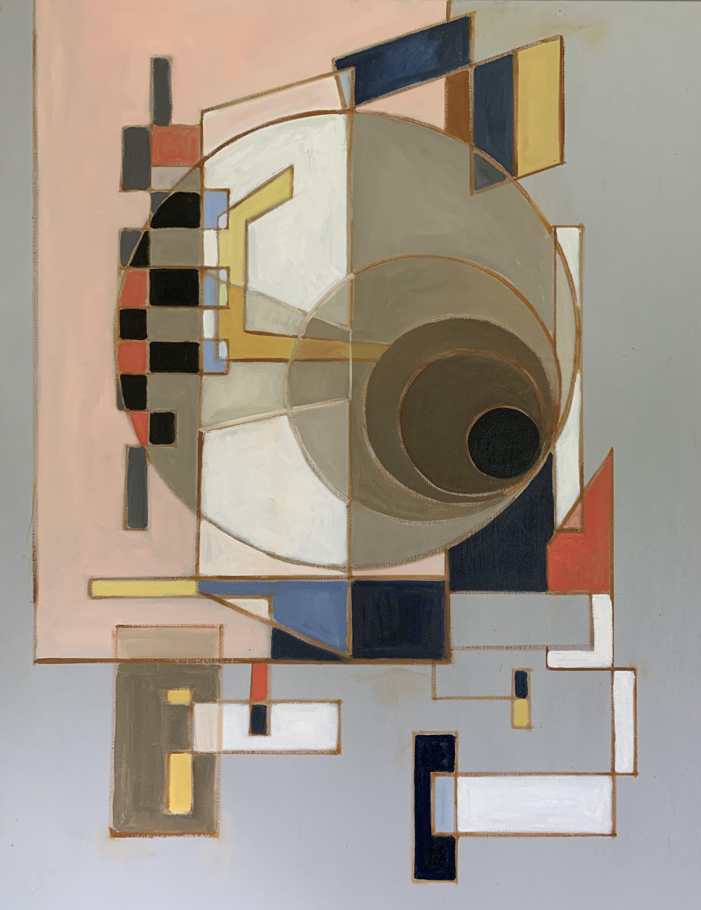 Set di cerchi concentrici, Pittura, Olio su tela - Painting Astratto di Howard Danelowitz