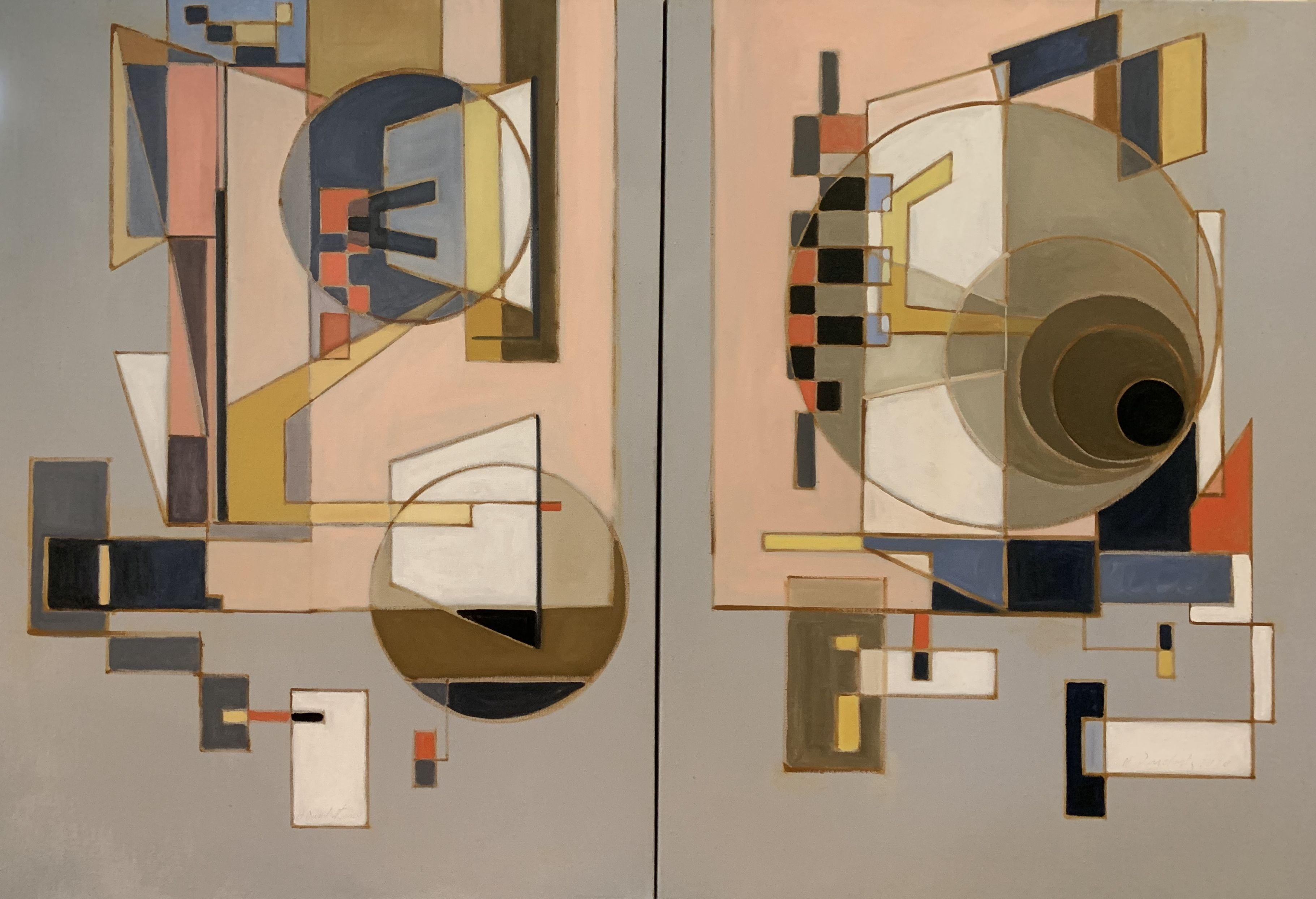Abstract Painting di Howard Danelowitz - Set di cerchi concentrici, Pittura, Olio su tela