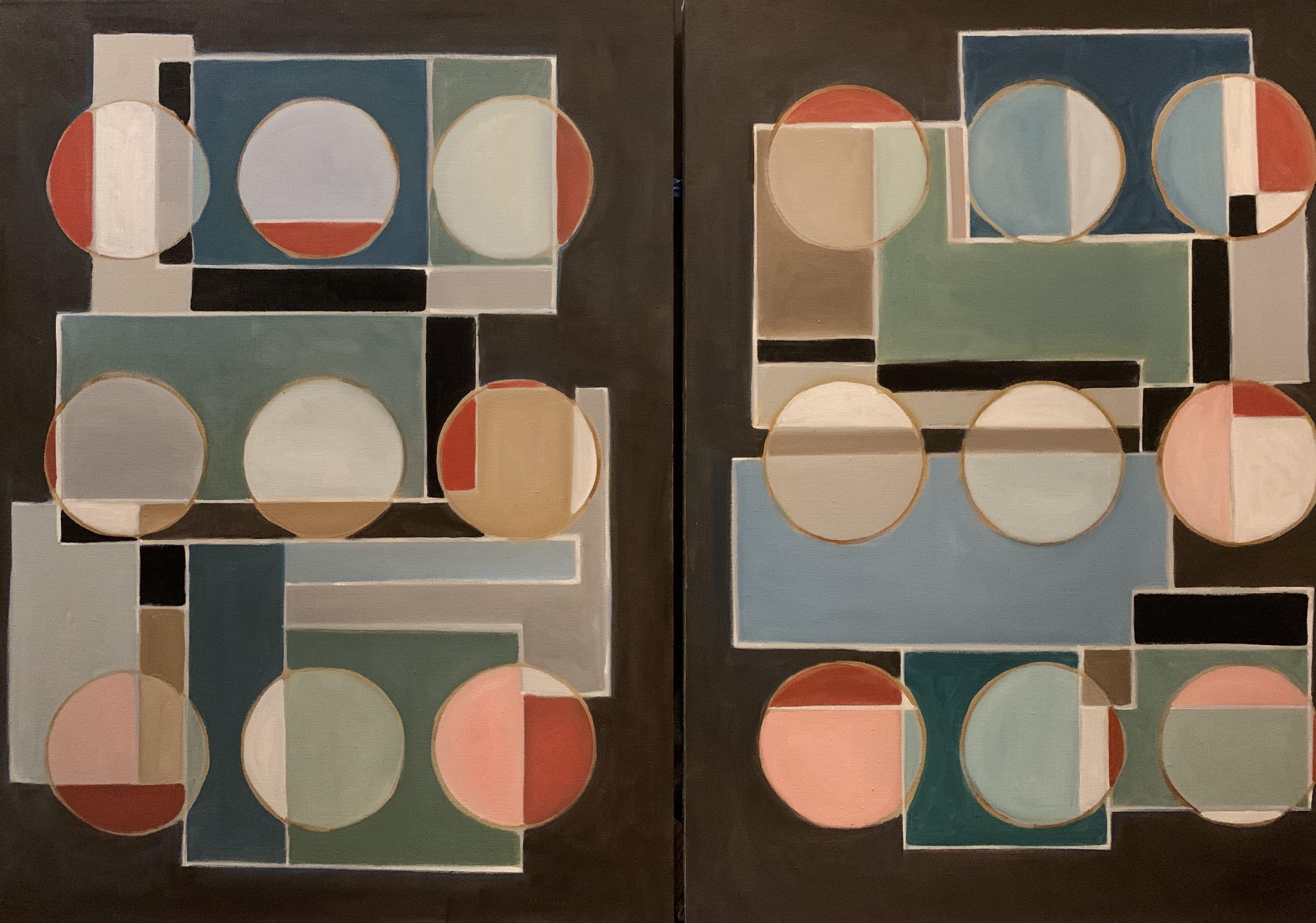 Abstract Painting di Howard Danelowitz - Novo Sfere in armonia, Pittura, Olio su tela