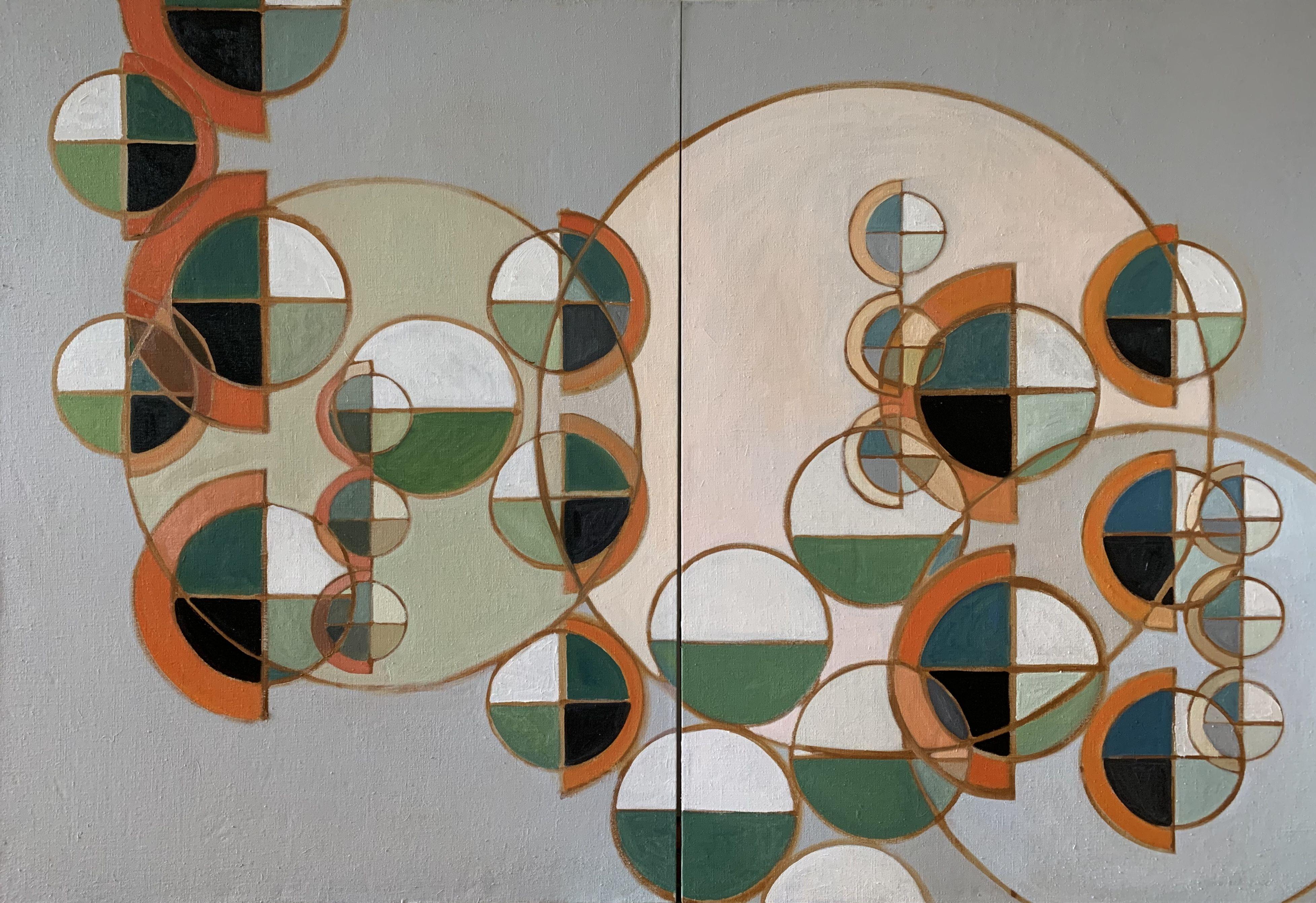 Abstract Painting di Howard Danelowitz - Novo Spheres Rising, Pittura, Olio su vetro