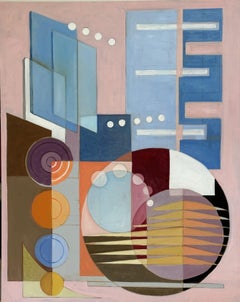 Pink City Lights, Painting, Oil on Canvas