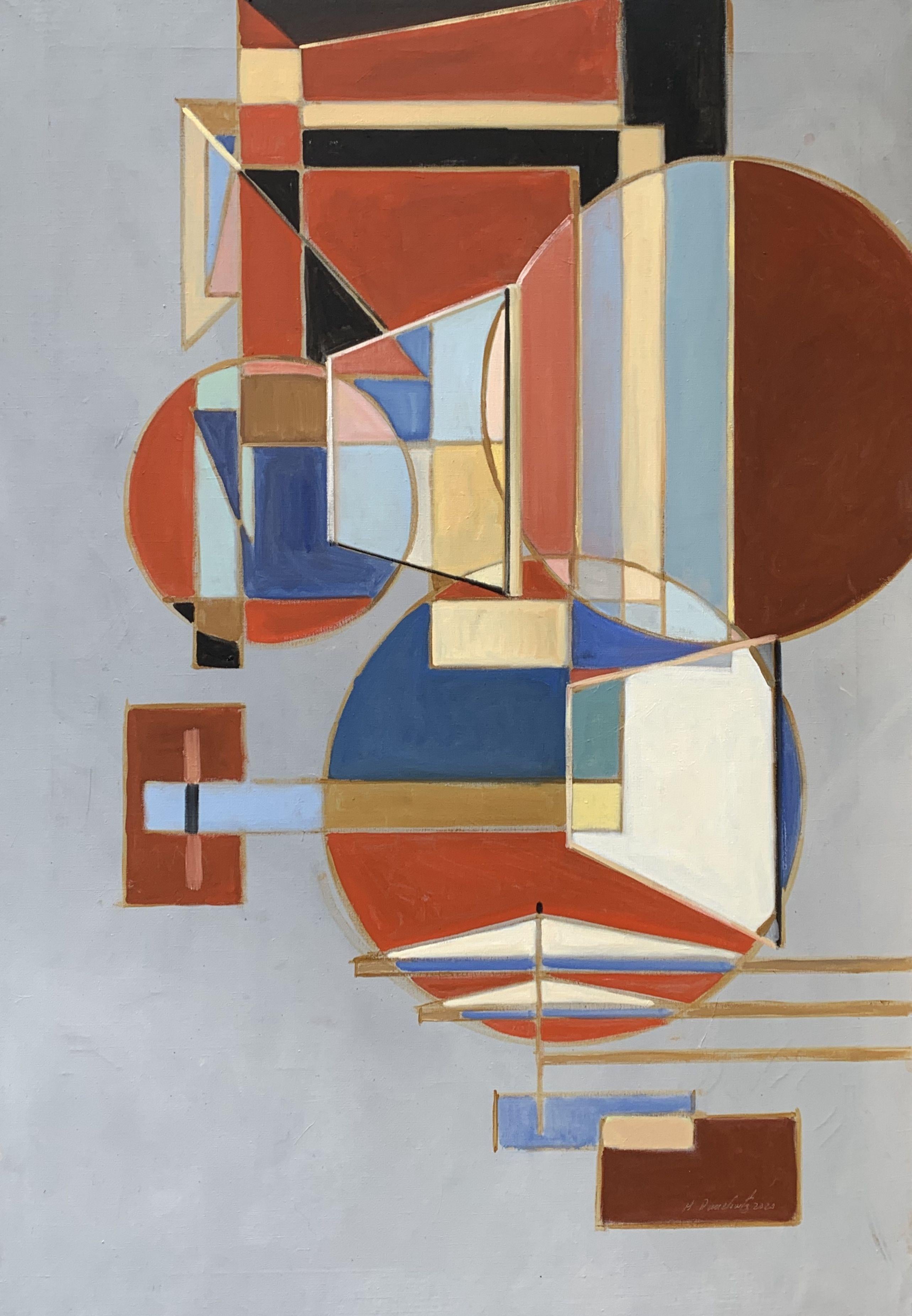 Abstract Painting di Howard Danelowitz - Rosso equilibrato, Pittura, Olio su tela