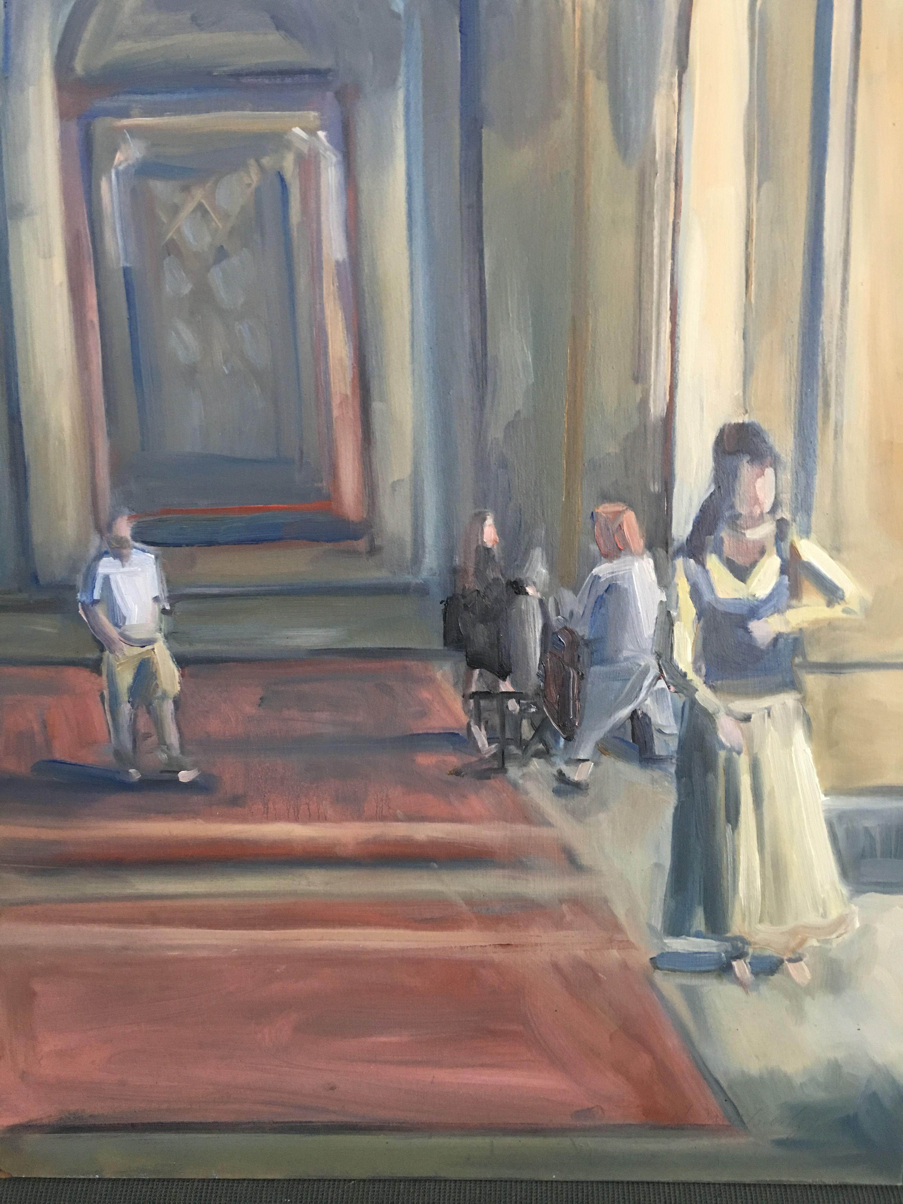 This scene takes blade near Bethesda Fountain Central Park New York City.  A dancer is seen in the foreground rehearsing her piece. :: Painting :: Realism :: This piece comes with an official certificate of authenticity signed by the artist :: Ready