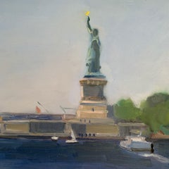 Statua della Libertà in una giornata di sole, Quadro, Olio su pannello MDF