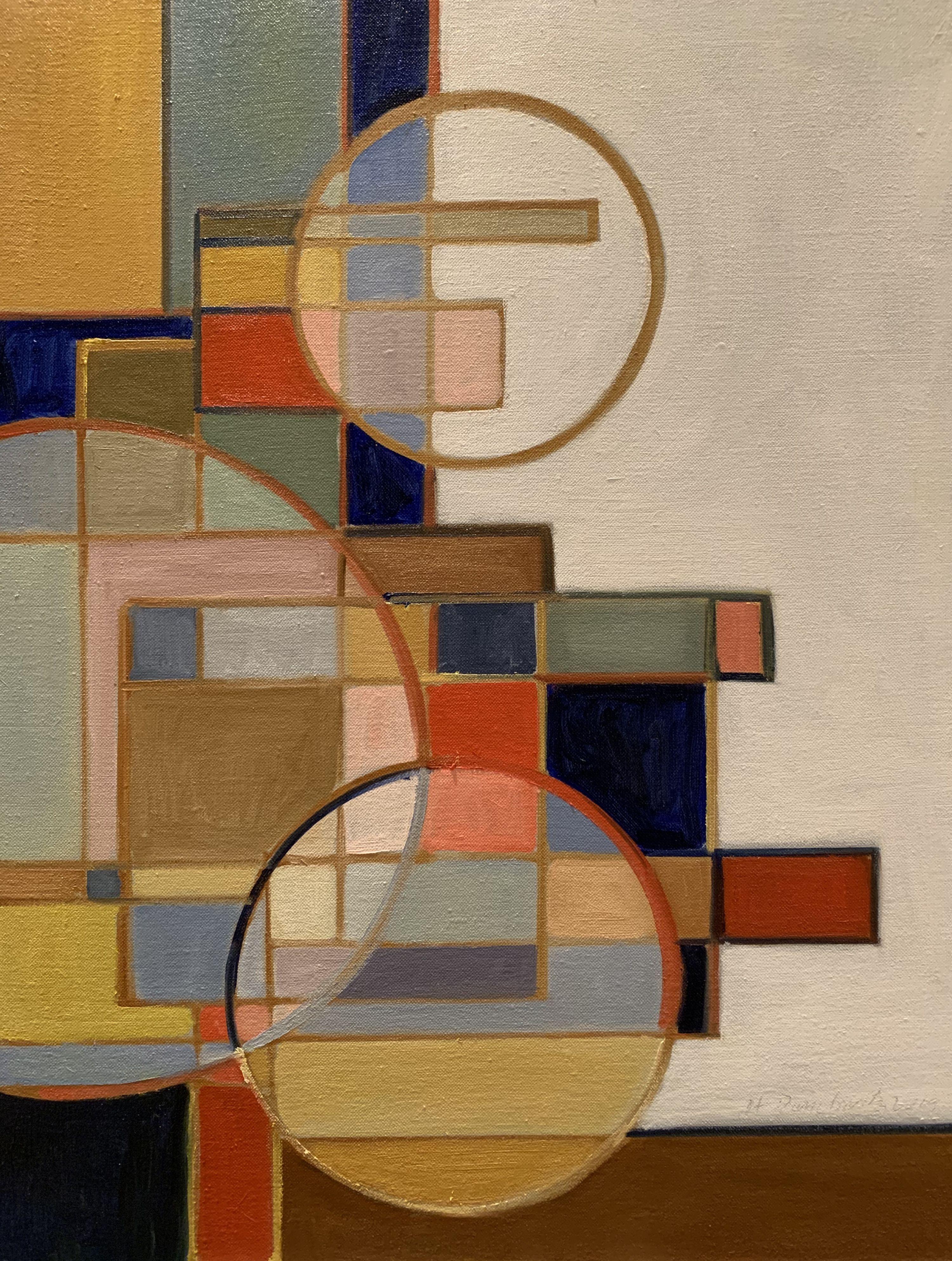 Abstract Painting di Howard Danelowitz - Tre cerchi trasparenti, Pittura, Olio su tela