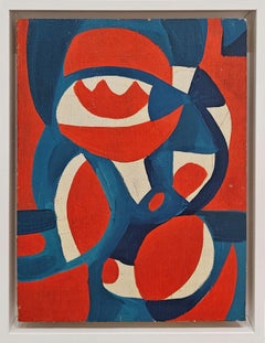 "Untitled" Howard Daum, Abstract, Red White and Blue, Modernist Composition