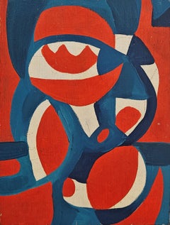 "Untitled" Howard Daum, Abstract, Red White and Blue, Modernist Composition