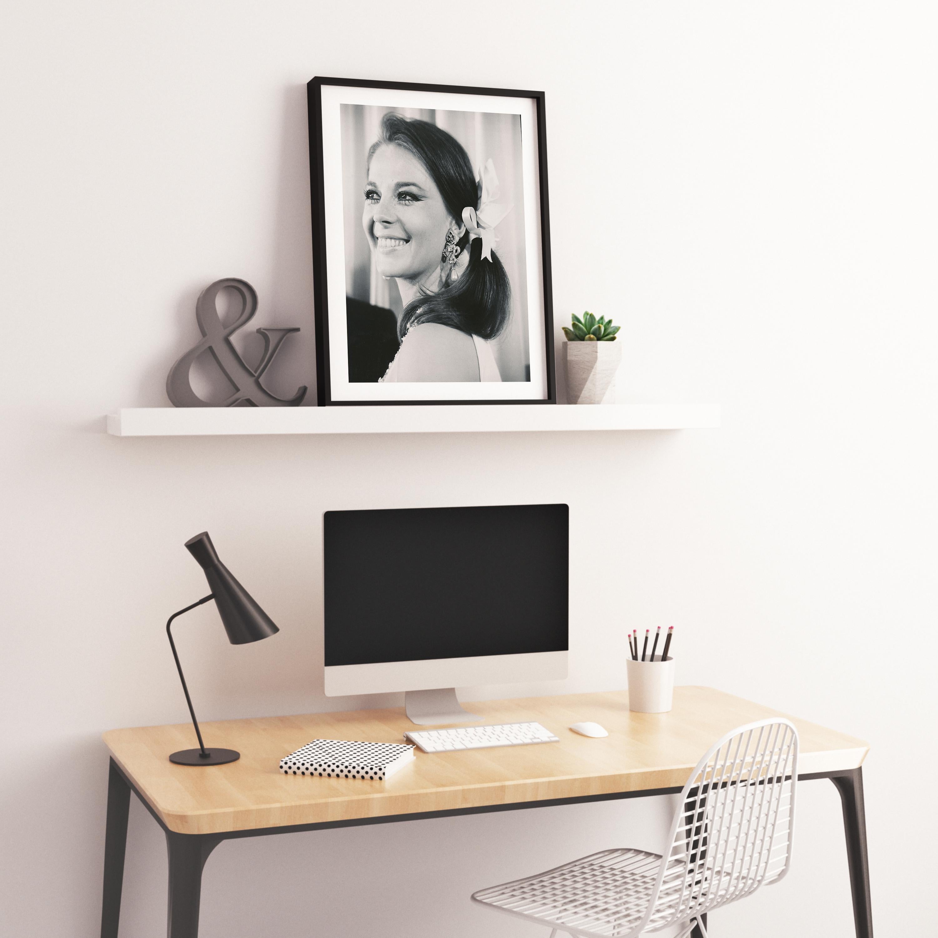 Young Natalie Wood Smiling at the Oscars Fine Art Print - Gray Black and White Photograph by Howard Decker