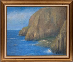 Antique American Impressionist Coastal Seascape Signed Framed Oil Painting