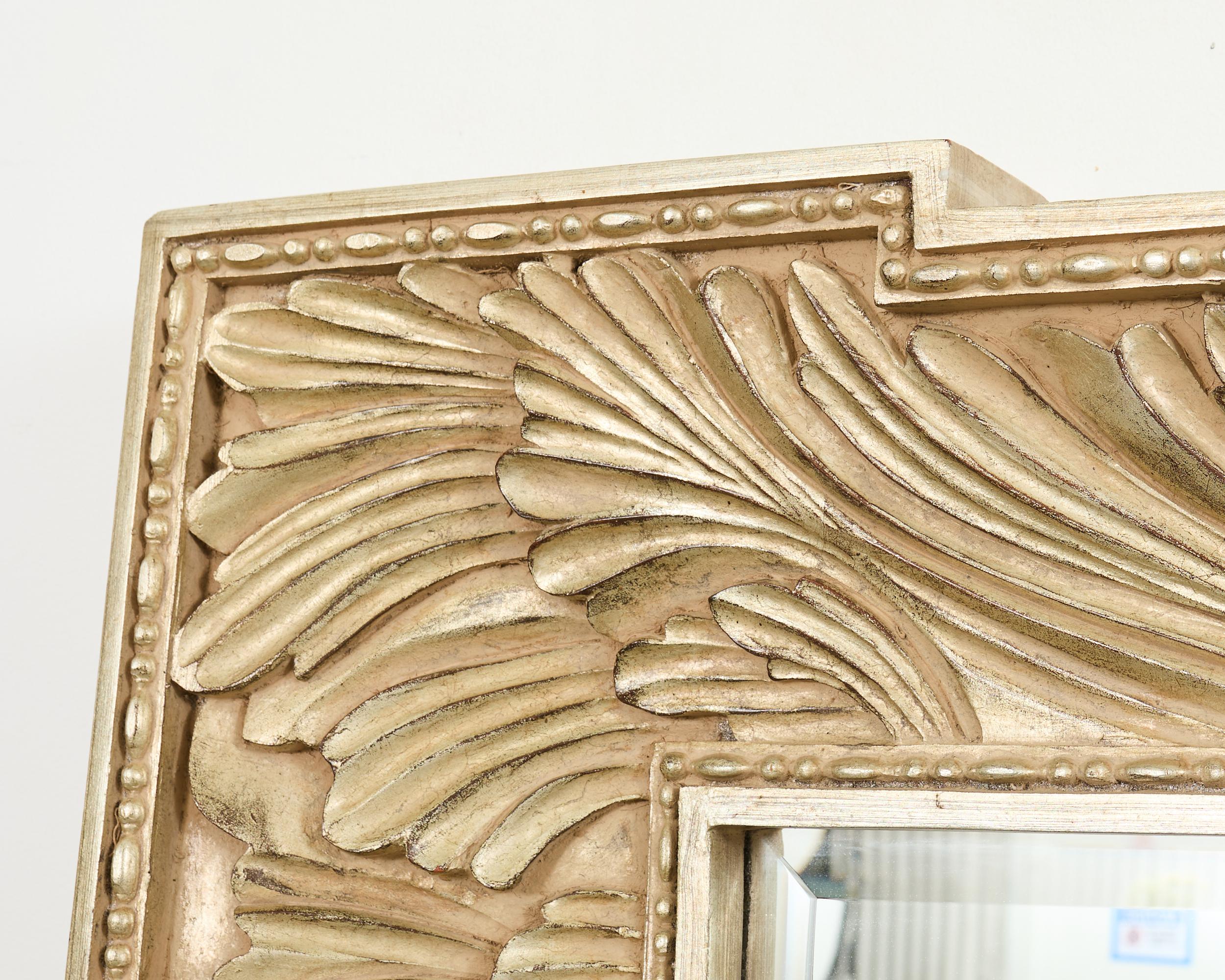 Beveled Howard Elliot Silver Gilt European Wall Mirror For Sale