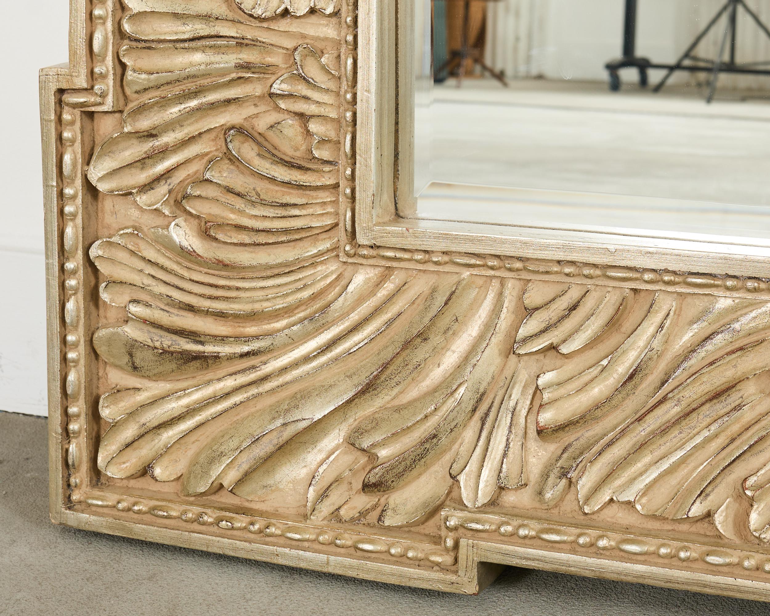 Glass Howard Elliot Silver Gilt European Wall Mirror For Sale