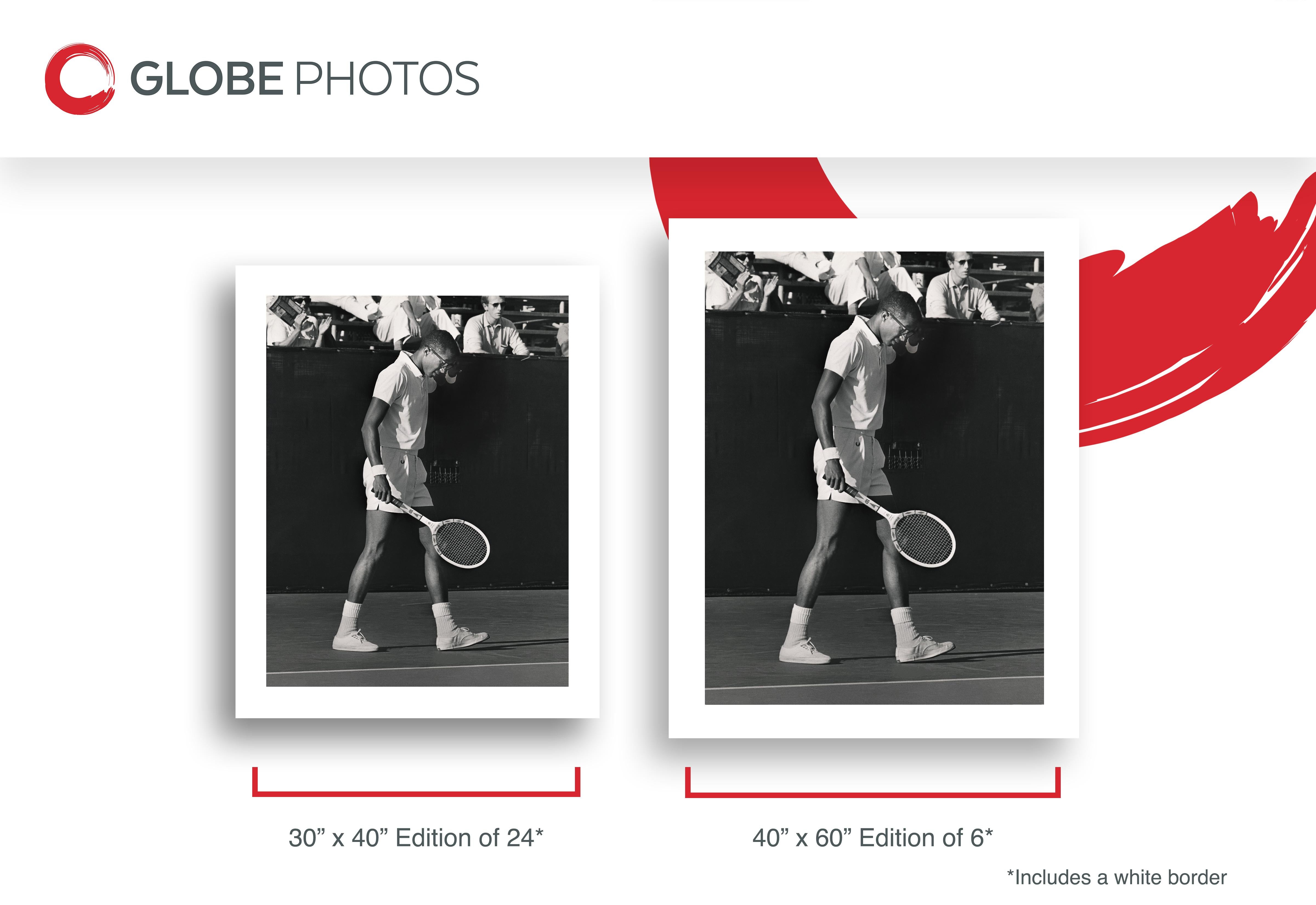Arthur Ashe in Action - Black Black and White Photograph by Howard Erher