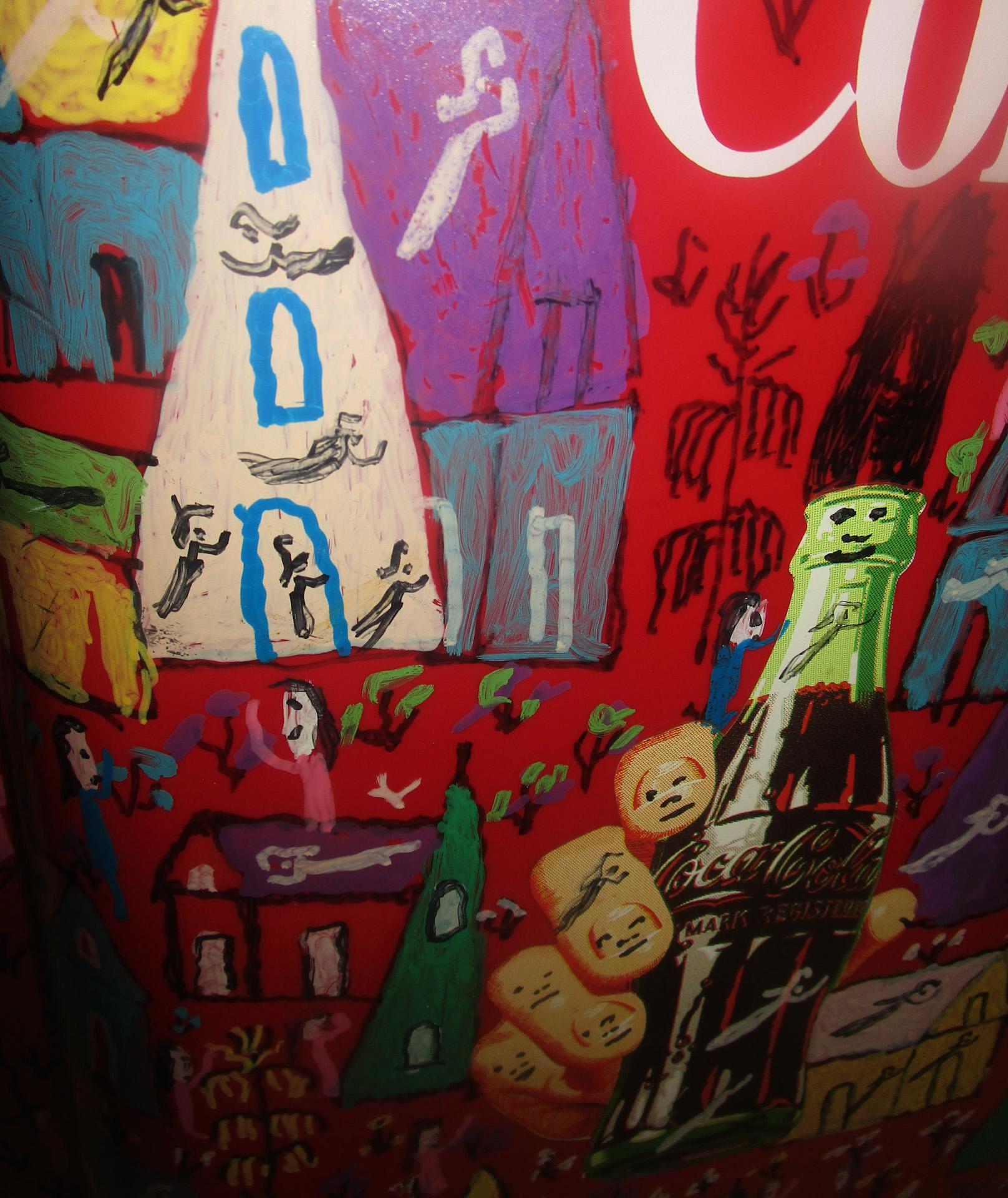Howard Finster Original One of a Kind Artwork Painted on Retro Coca Cola Cooler 3