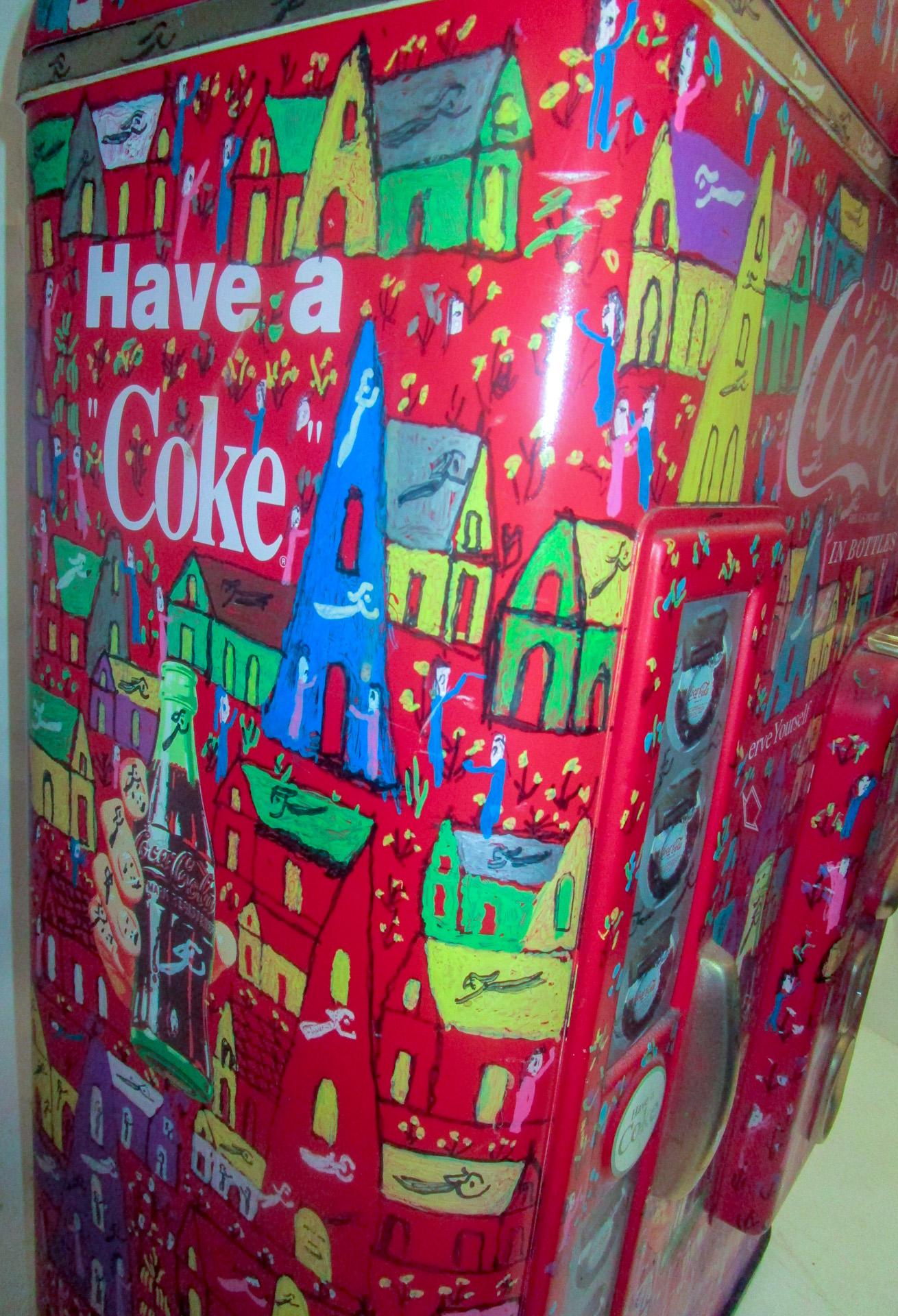 Howard Finster Original One of a Kind Artwork Painted on Retro Coca Cola Cooler 7