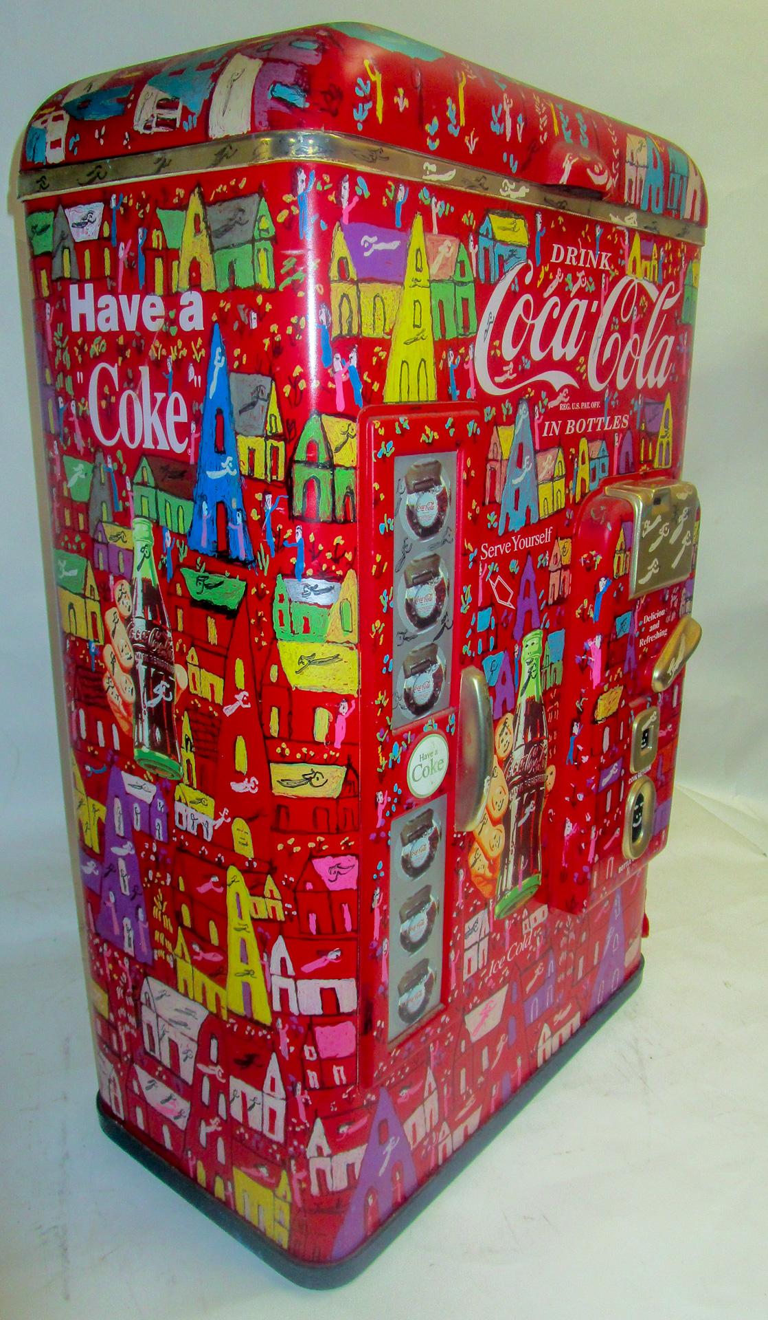 Howard Finster Original One of a Kind Artwork Painted on Retro Coca Cola Cooler 11