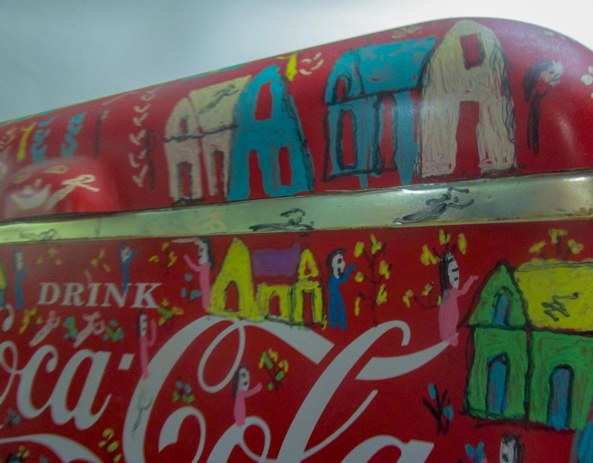 Howard Finster Original One of a Kind Artwork Painted on Retro Coca Cola Cooler 1