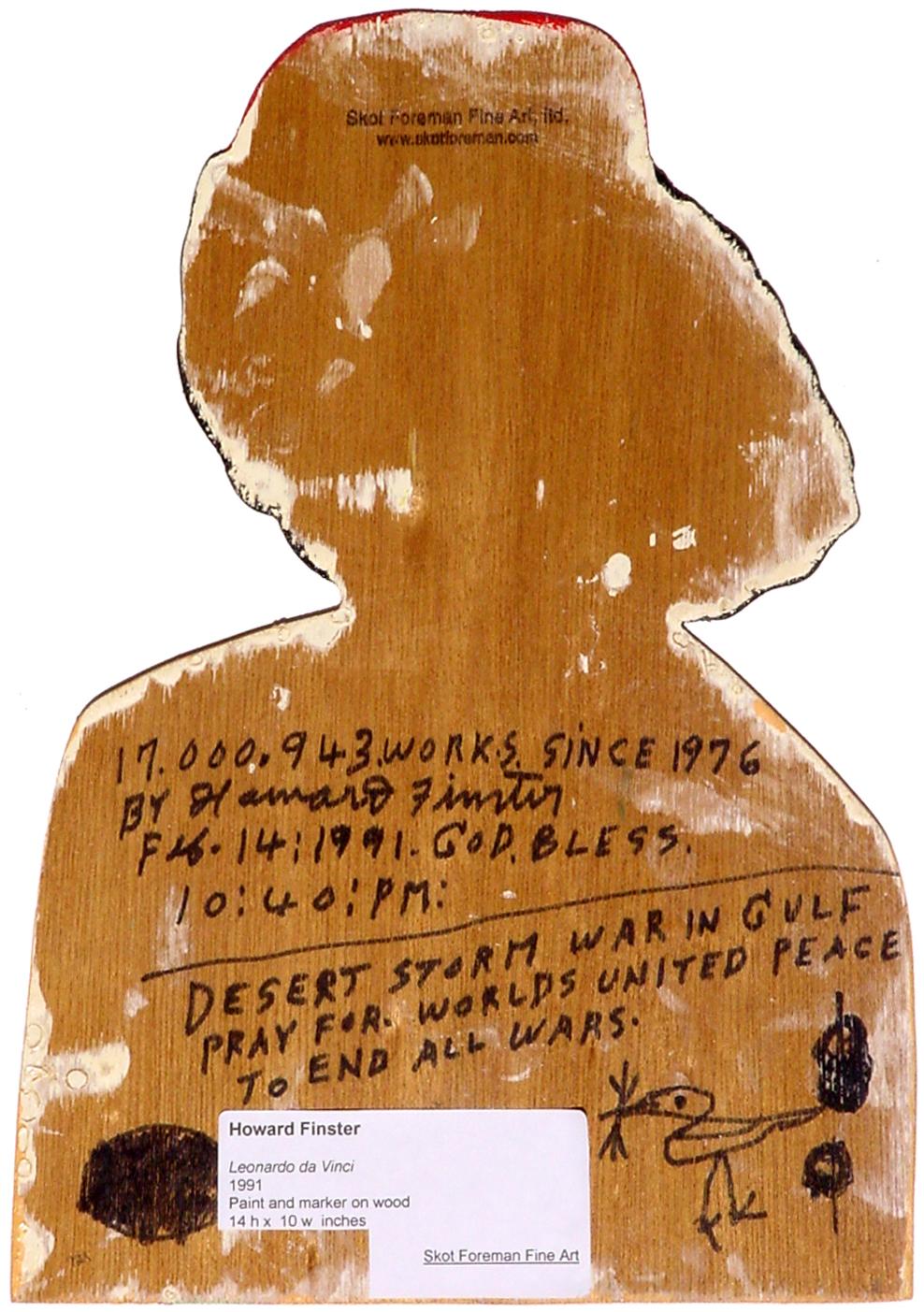 Léonardard de Vinci - Outsider Art Painting par Howard Finster
