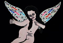 Scultura in legno ritagliato di Howard Finster "Angel Baby", 1991