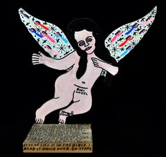 Howard Finster Escultura de madera recortada "Ángel bebé", 1991