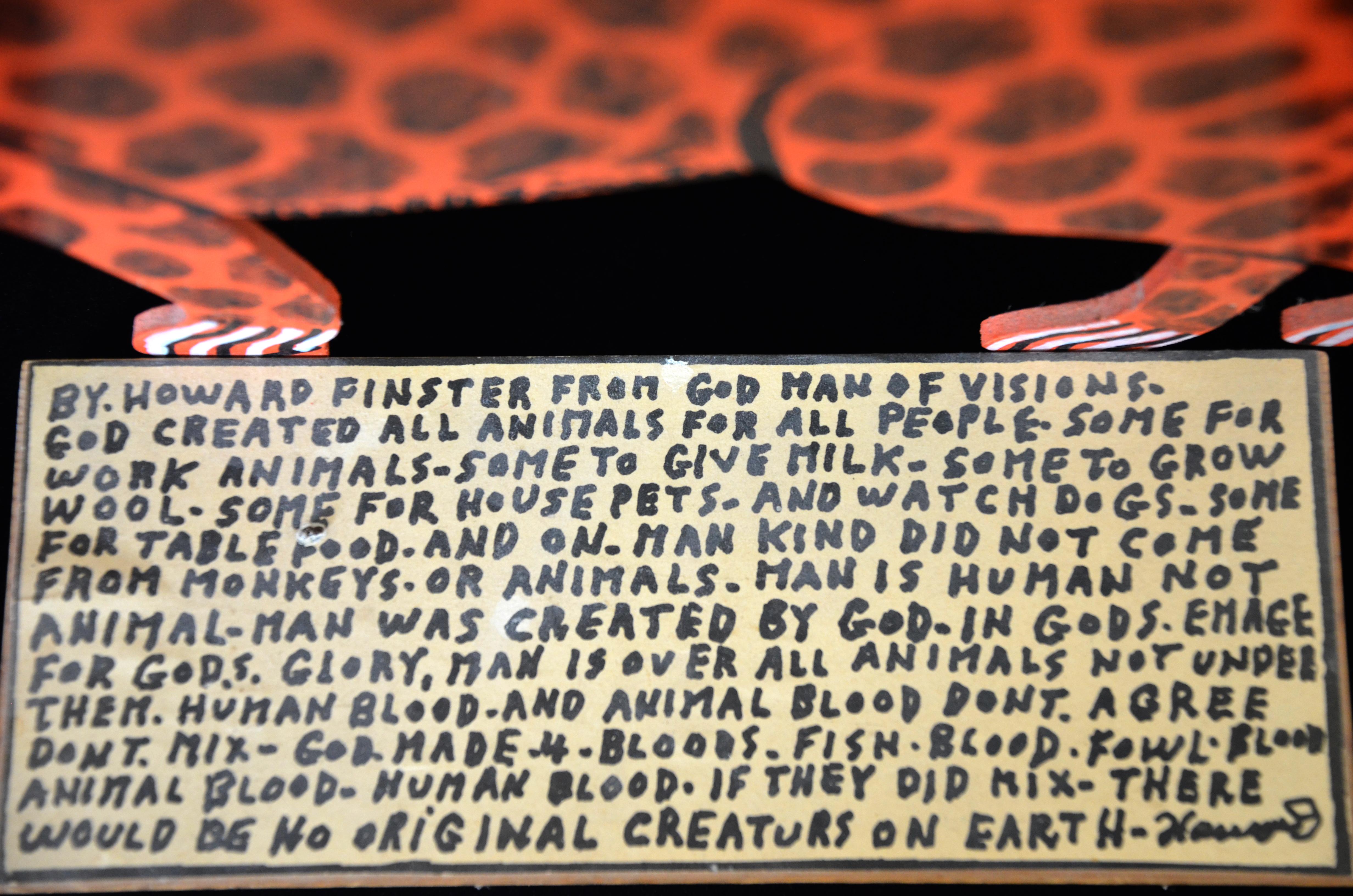 Howard Finster Signed “Cheetah” Wood Cut-Out Sculpture, 1991 For Sale 6