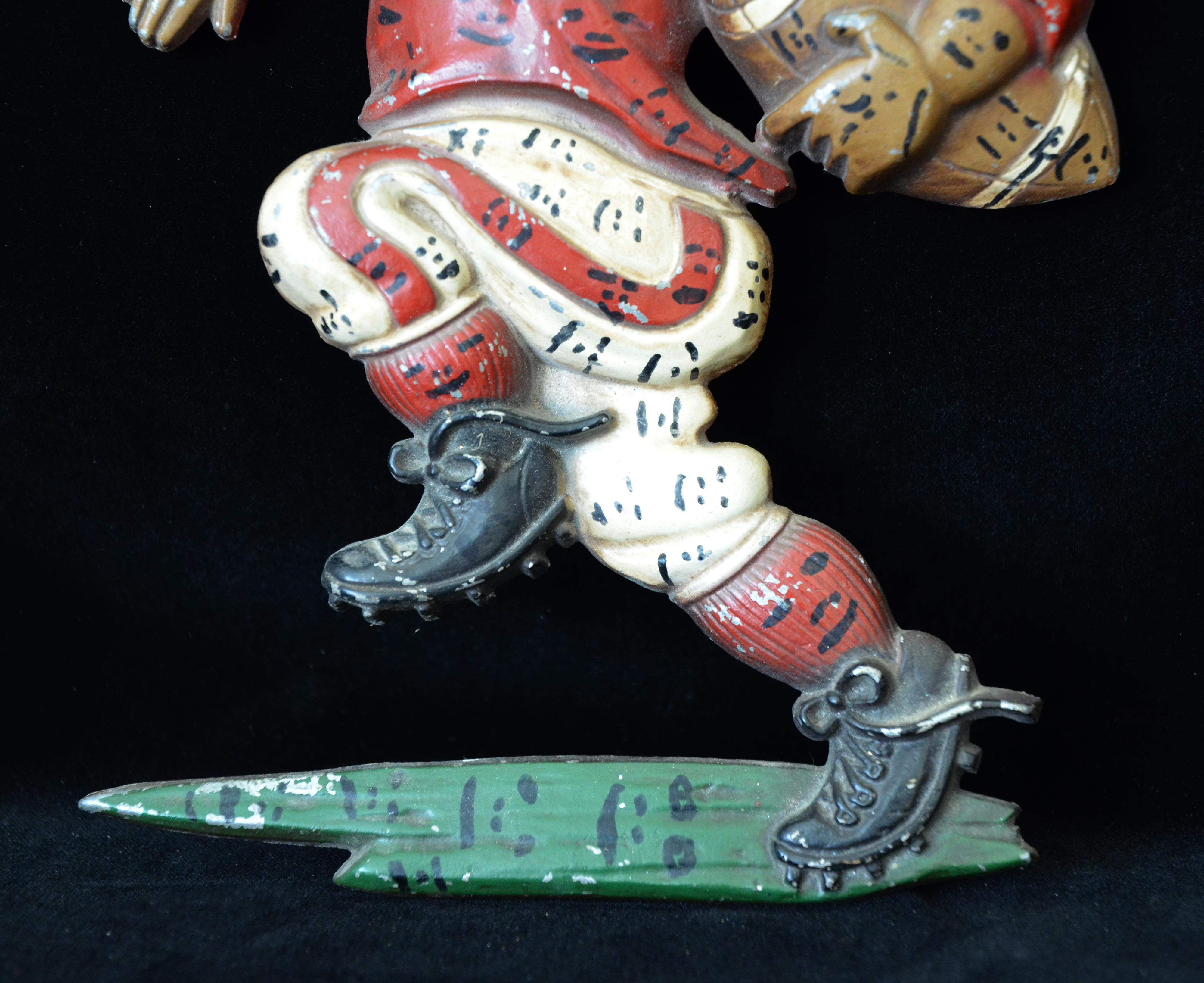 Howard Finster Signed “UGA Football Player” Metal Wall Hanging, 1992 For Sale 2