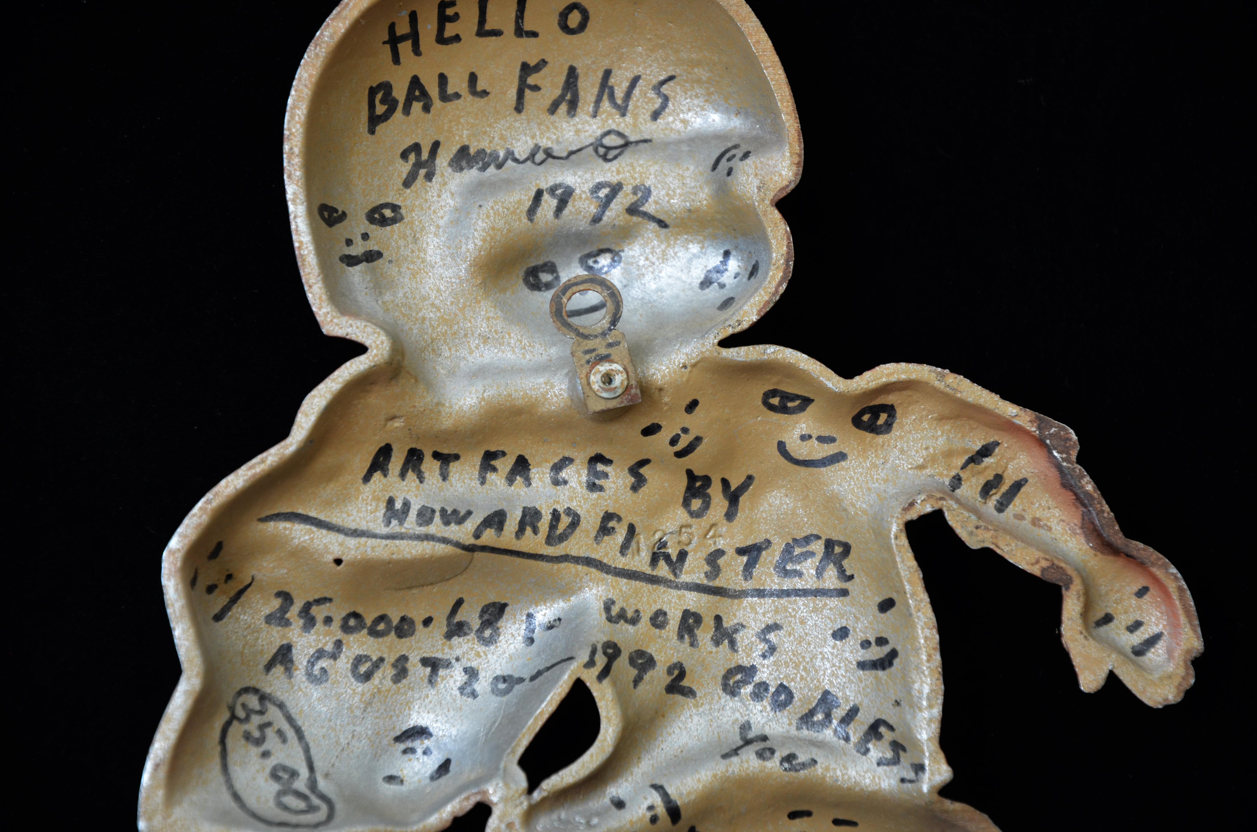 Howard Finster Signed “UGA Football Player” Metal Wall Hanging, 1992 For Sale 6