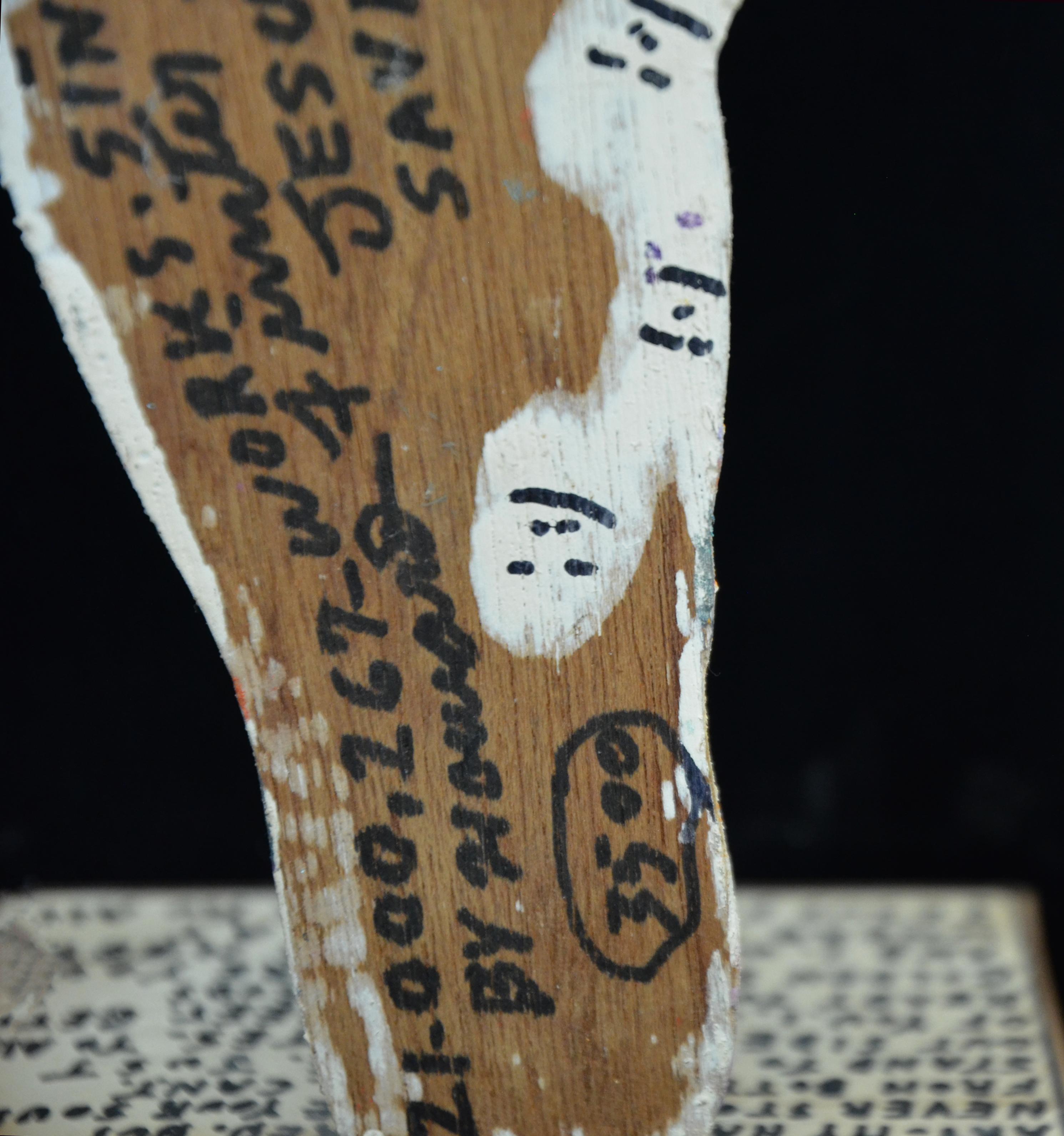 Howard Finster Signierte Religiöse Holzskulptur zum Ausschneiden, Glaube 1991 im Angebot 5