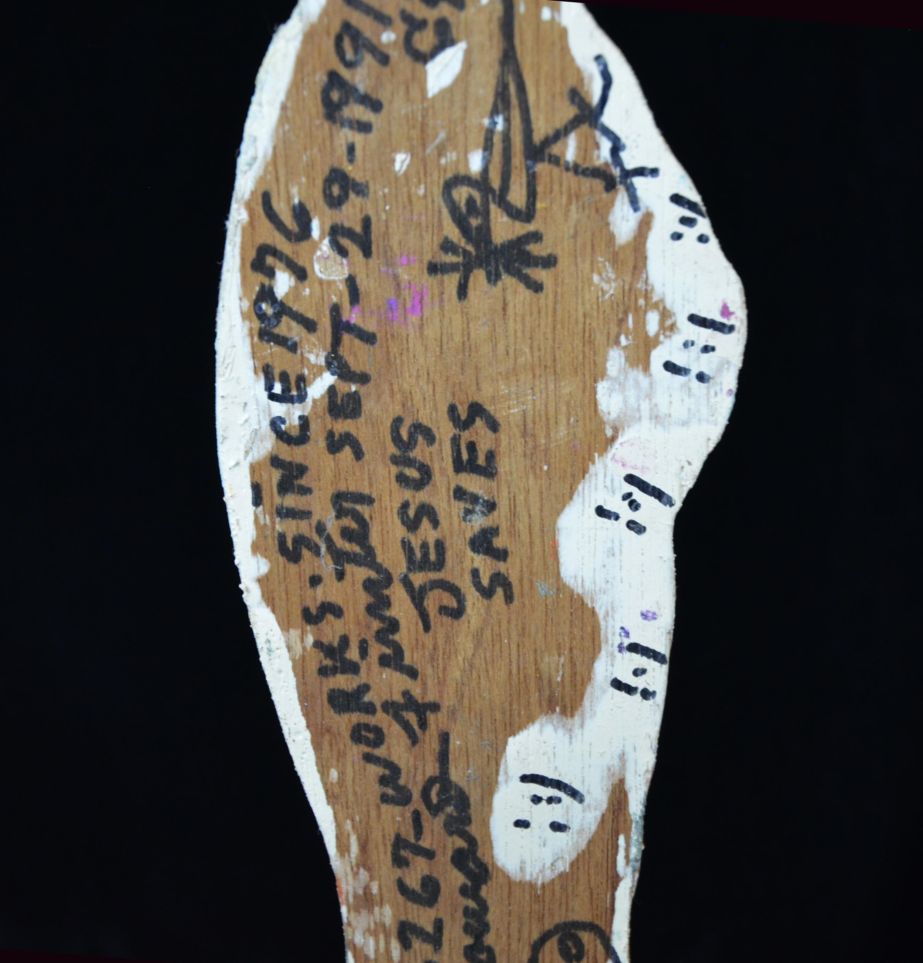 Howard Finster Signierte Religiöse Holzskulptur zum Ausschneiden, Glaube 1991 im Angebot 7
