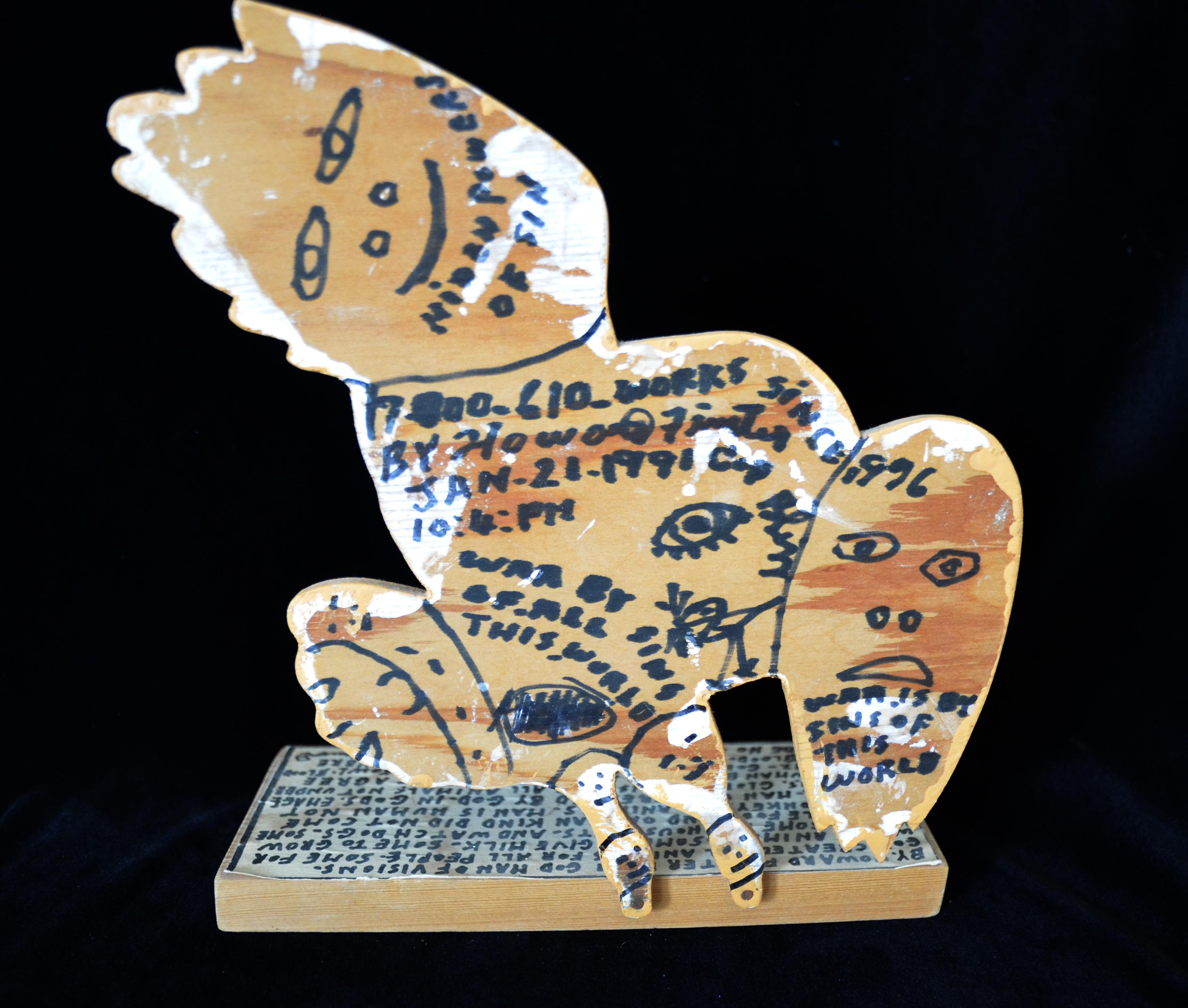 Howard Finster Holzstatue eines Adlers mit Ausschnitt und religiöser Schreibweise im Angebot 4